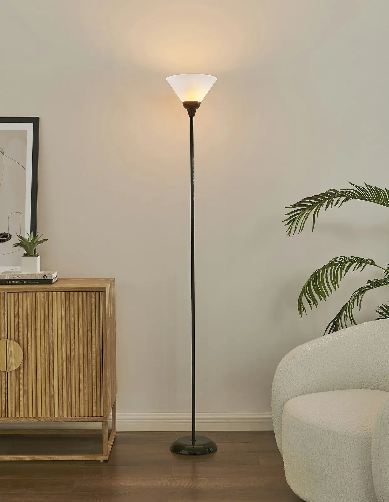 Sherwood Lighting Free Standing Uplighter Floor Lamp Black and White