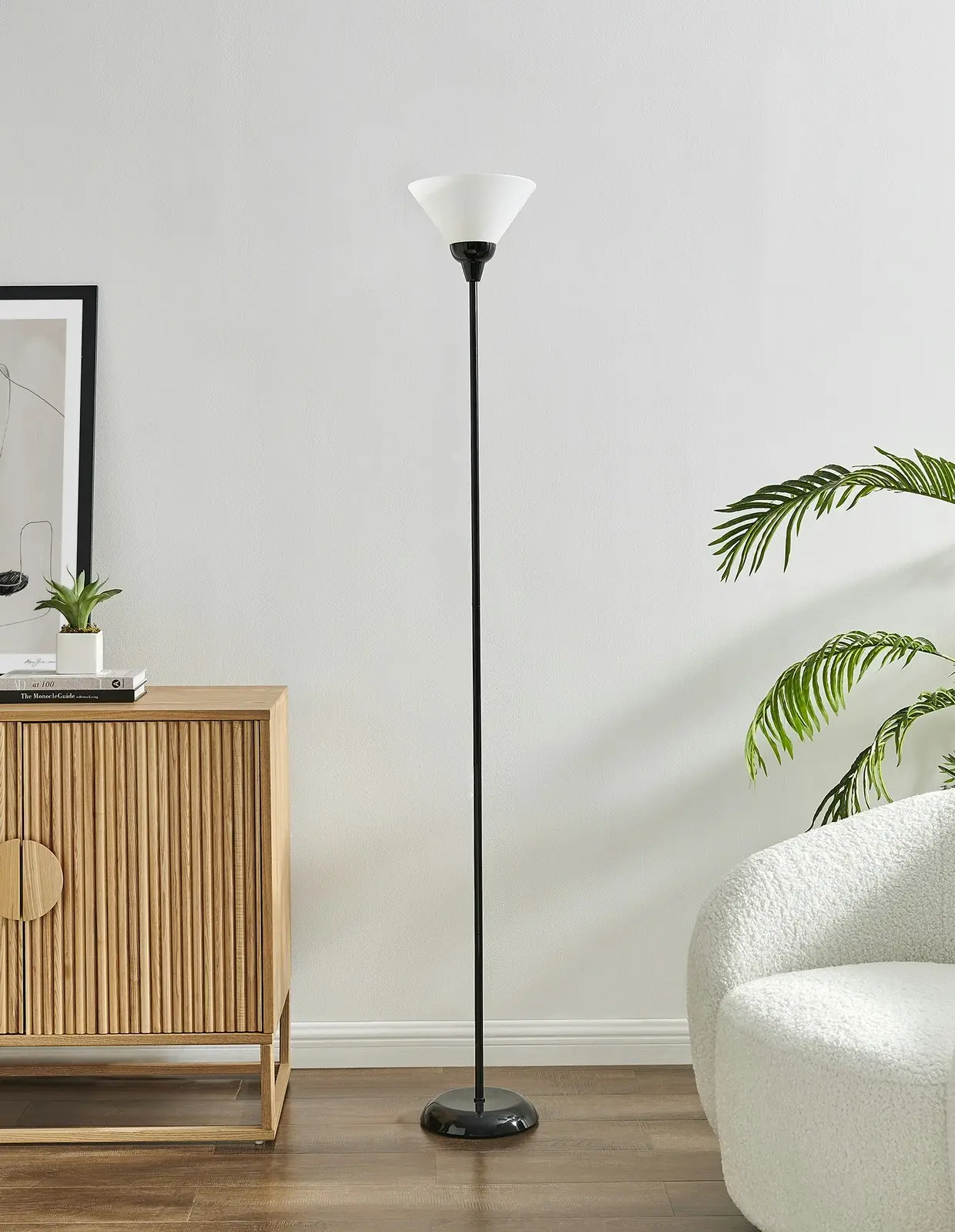 Sherwood Lighting Free Standing Uplighter Floor Lamp Black and White