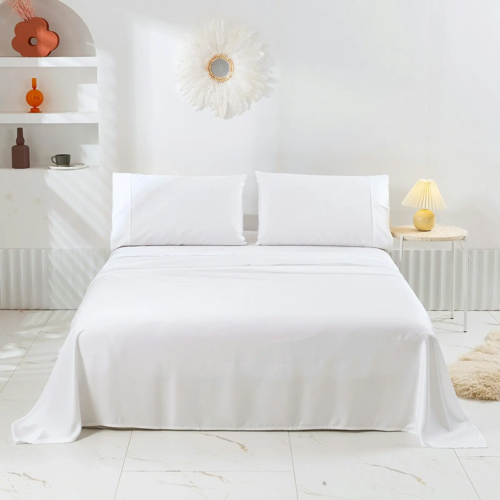 Natural Home Bamboo Sheet Set White King Bed