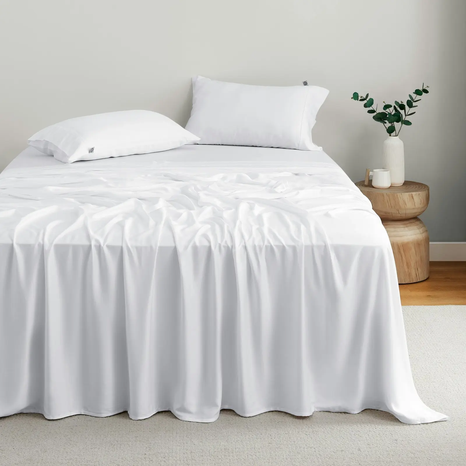 Natural Home Bamboo Sheet Set White King Bed