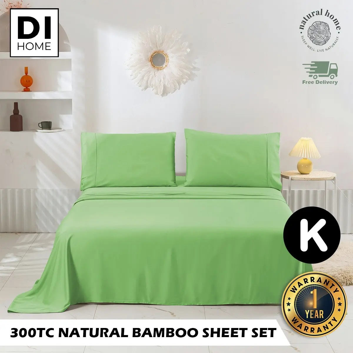 7007298 Natural Home Bamboo Sheet Set KB SAGE