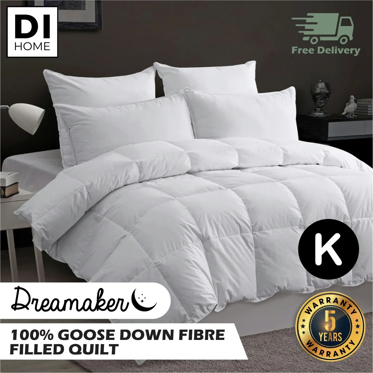 Dreamaker 100% Goose Down Fibre Quilt King Bed