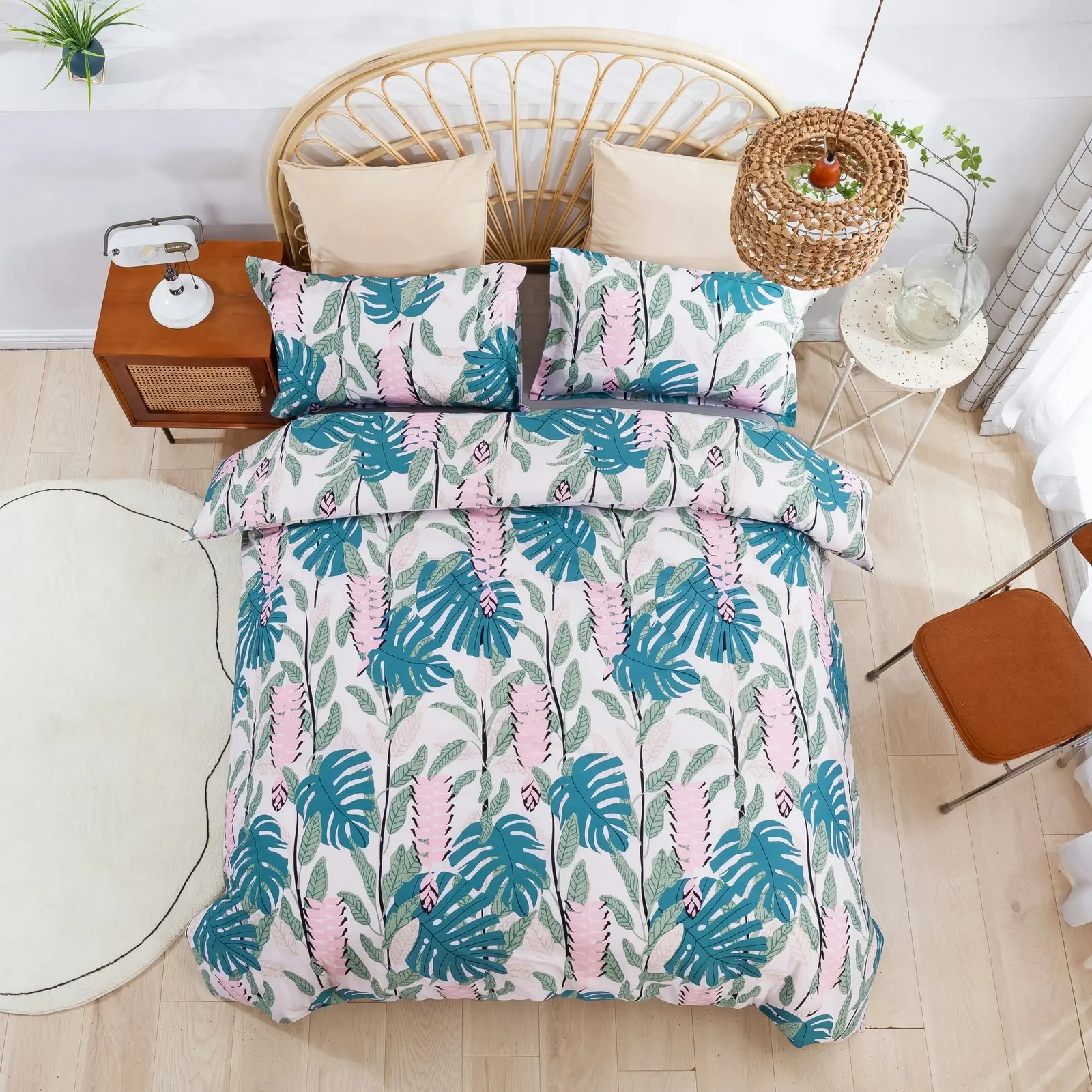 Dreamaker Printed Quilt Cover Set Natural Double Bed