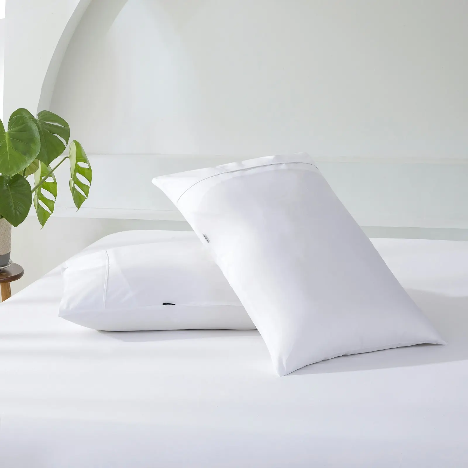 ESSN 500TC Cotton Sateen Fitted Sheet Set White Single Bed