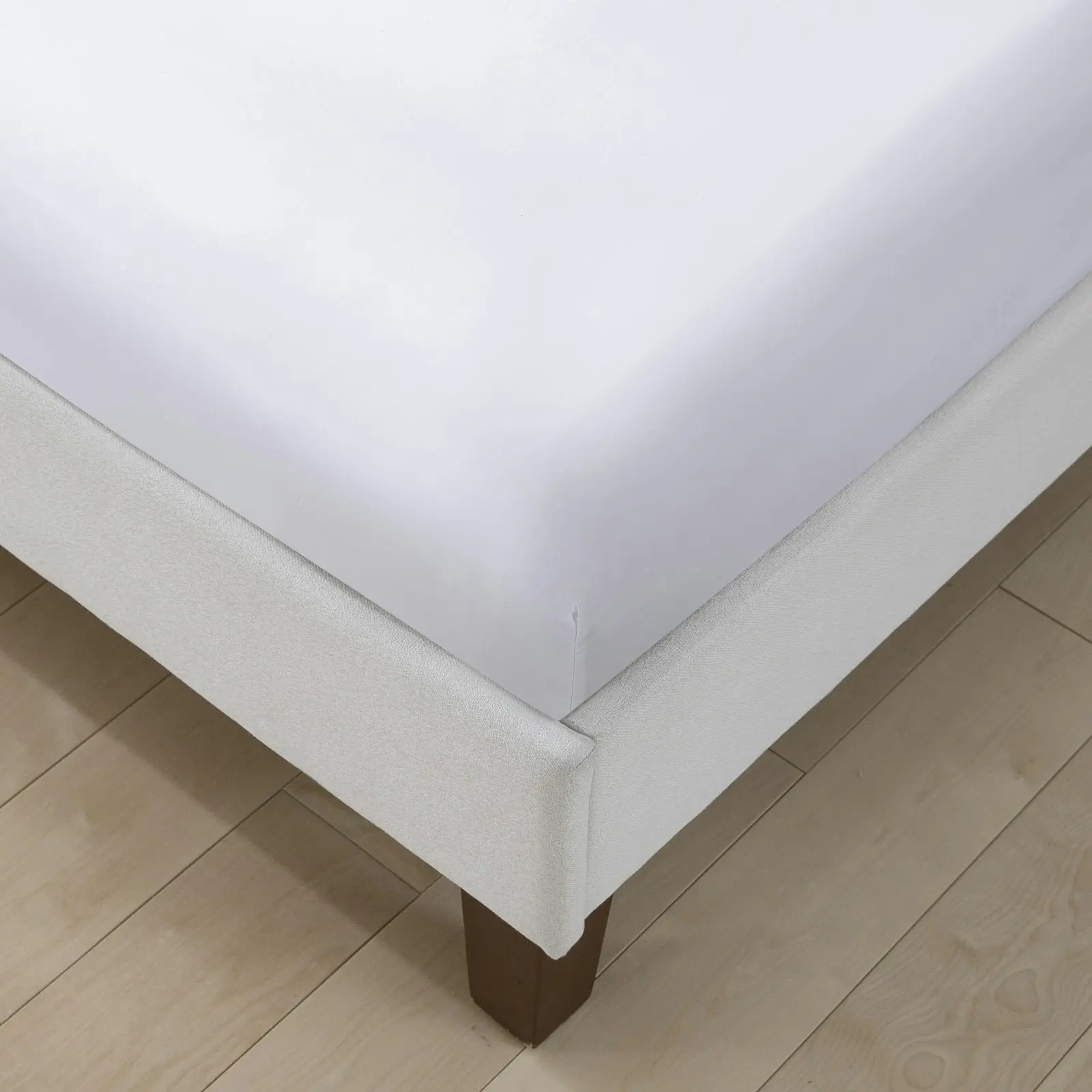 ESSN 500TC Cotton Sateen Fitted Sheet Set White Single Bed