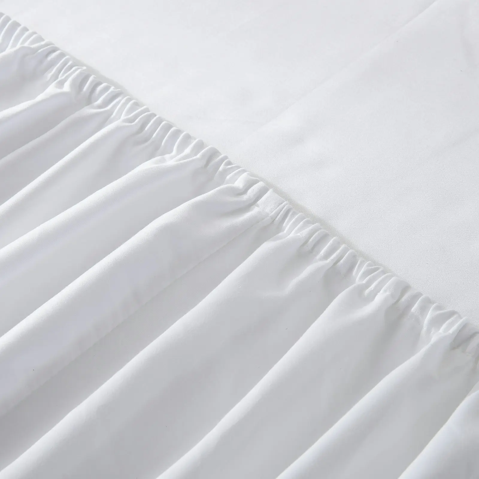 ESSN 500TC Cotton Sateen Fitted Sheet Set White Single Bed