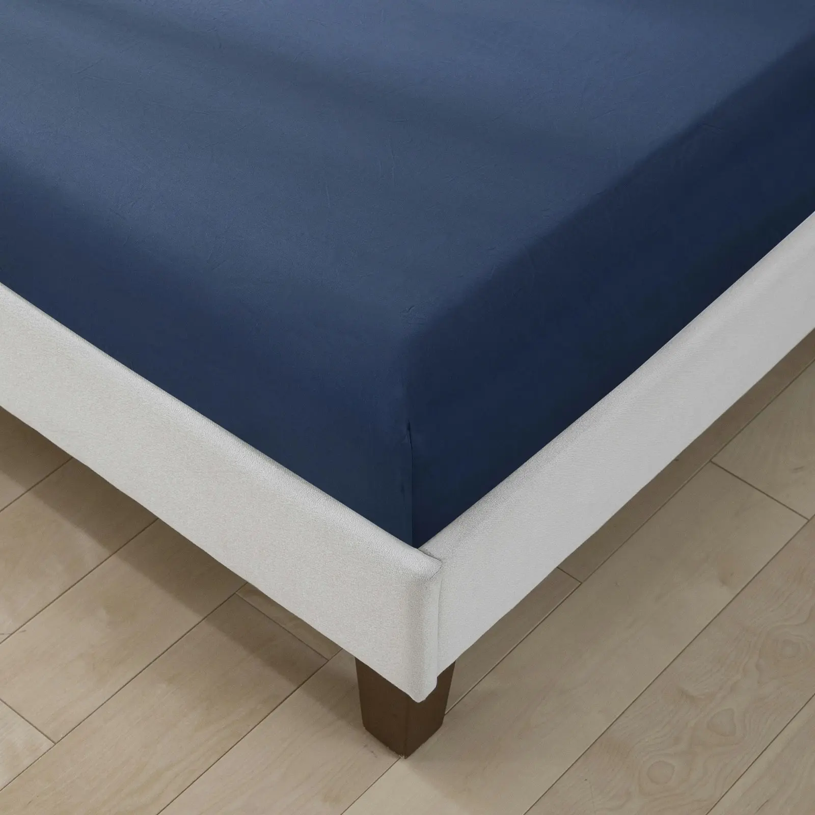 ESSN 500TC Cotton Sateen Fitted Sheet Set Navy Single Bed