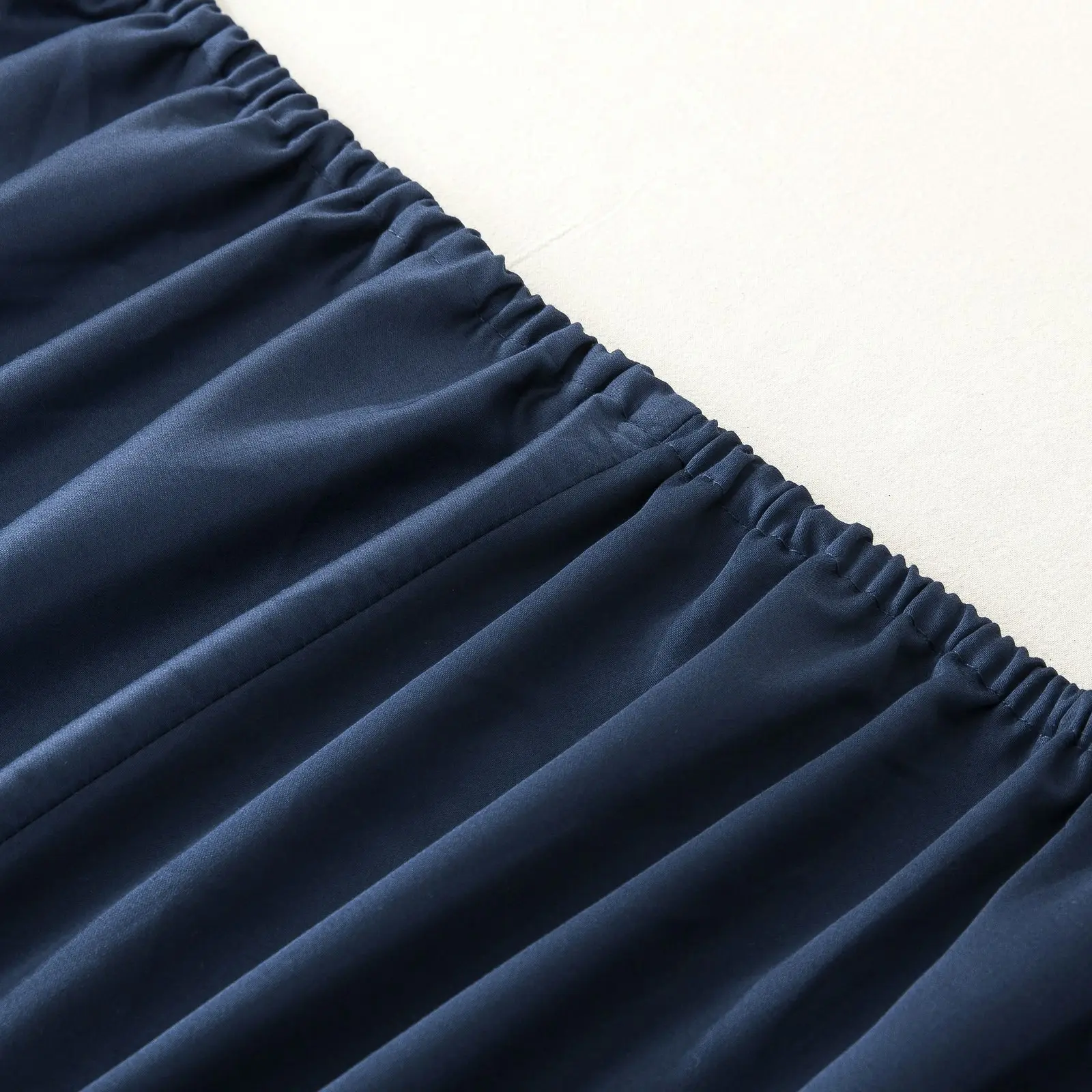 ESSN 500TC Cotton Sateen Fitted Sheet Set Navy Single Bed