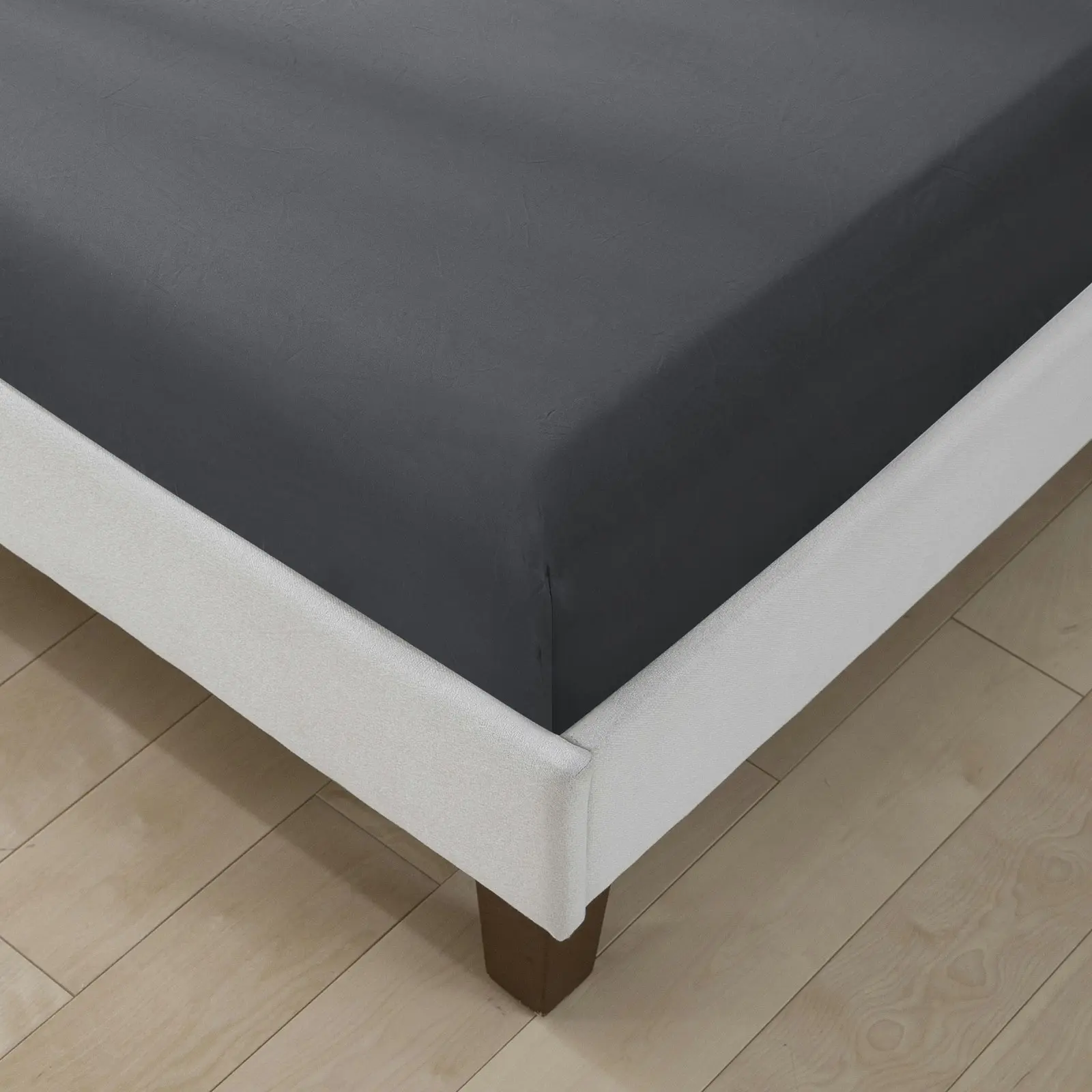 ESSN 500TC Cotton Sateen Fitted Sheet Set Charcoal Single Bed