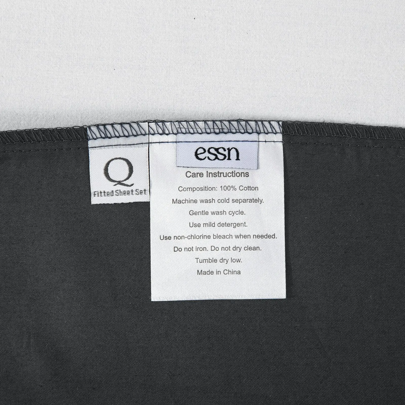 ESSN 500TC Cotton Sateen Fitted Sheet Set Charcoal Single Bed