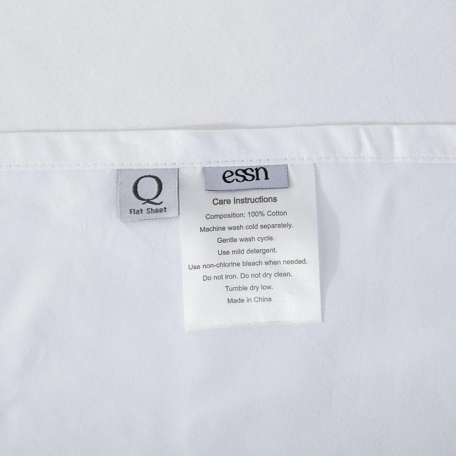 ESSN 500TC Cotton Sateen Flat Sheet White Single Bed