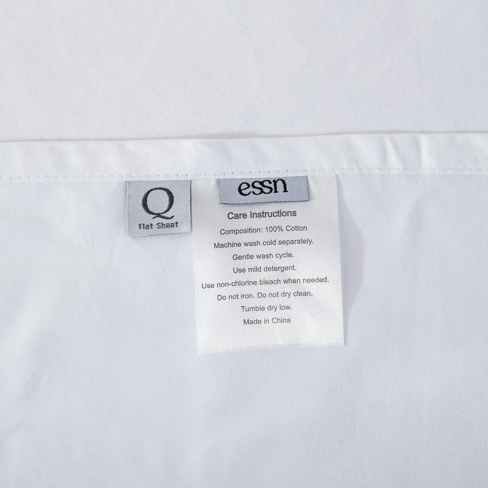 ESSN 500TC Cotton Sateen Flat Sheet White Single Bed