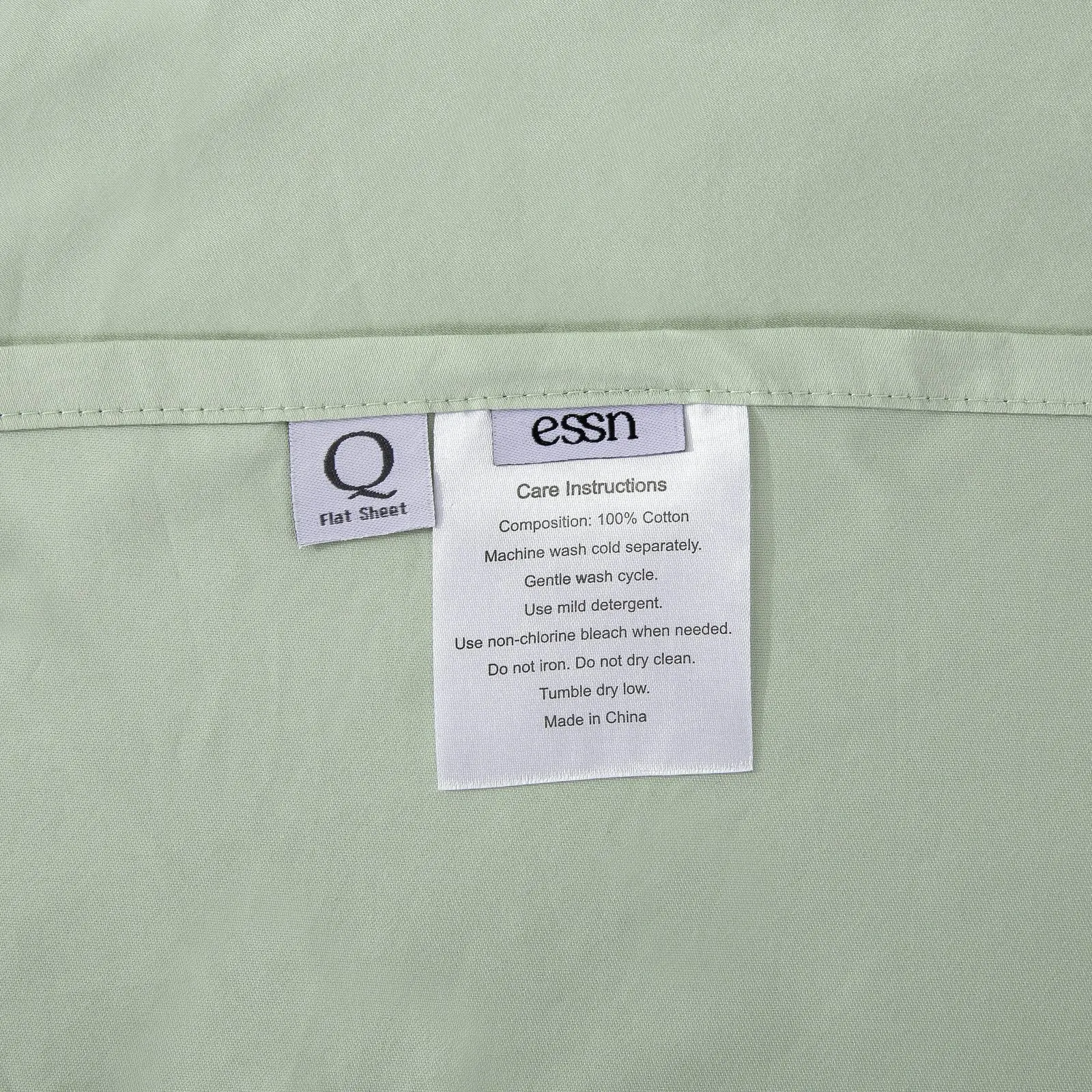 ESSN 500TC Cotton Sateen Flat Sheet Sage Single Bed