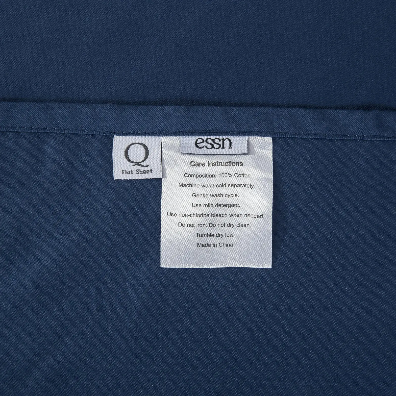 ESSN 500TC Cotton Sateen Flat Sheet Navy Single Bed