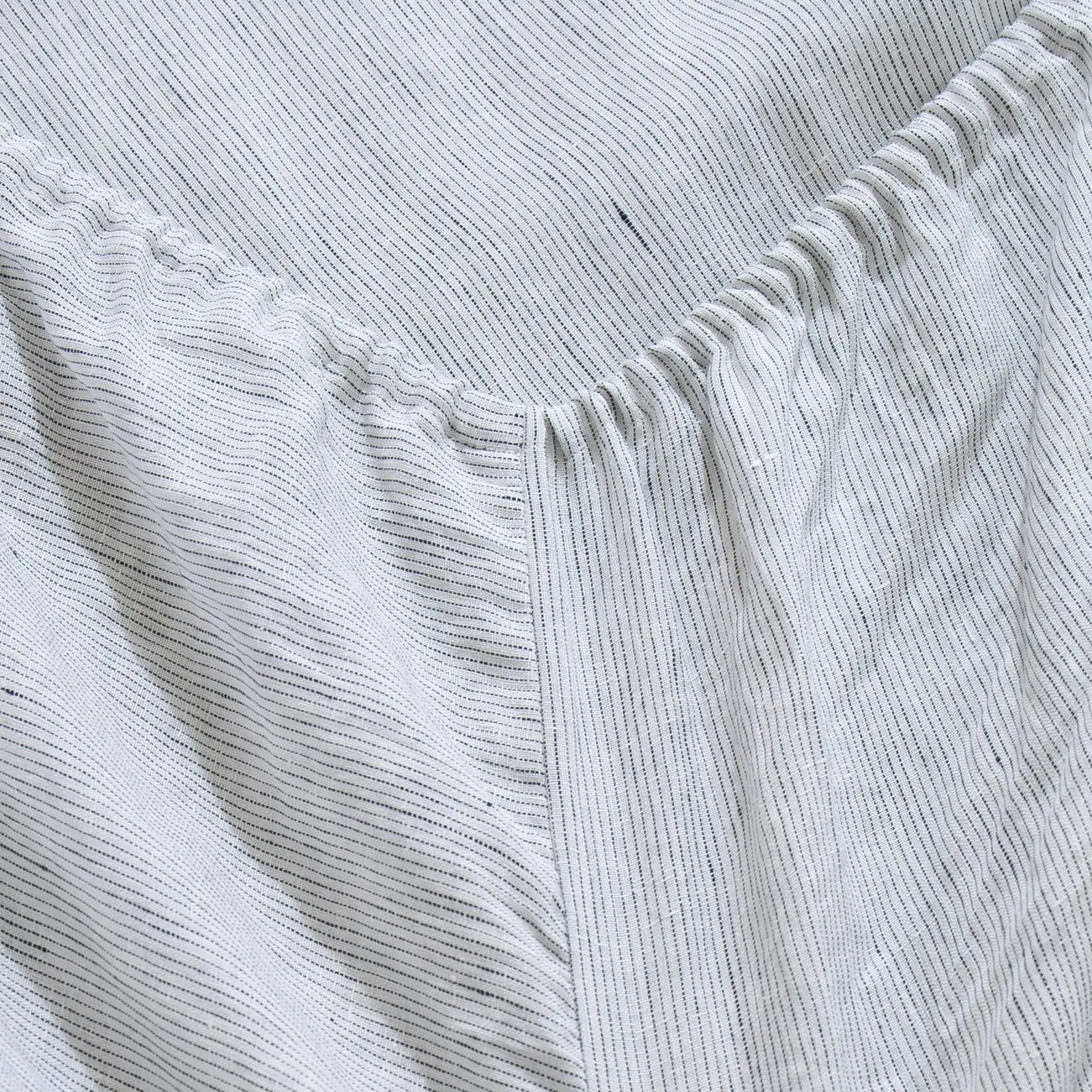 Natural Home Classic Pinstripe Linen Sheet Set White with Dark Pinstripe Single Bed