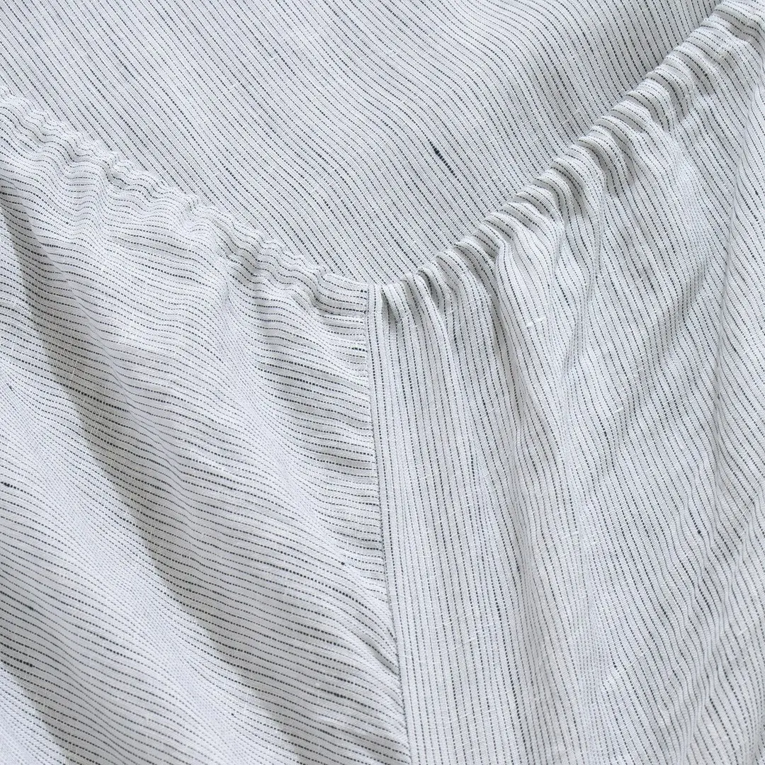 Natural Home Classic Pinstripe Linen Sheet Set White with Dark Pinstripe King Single Bed