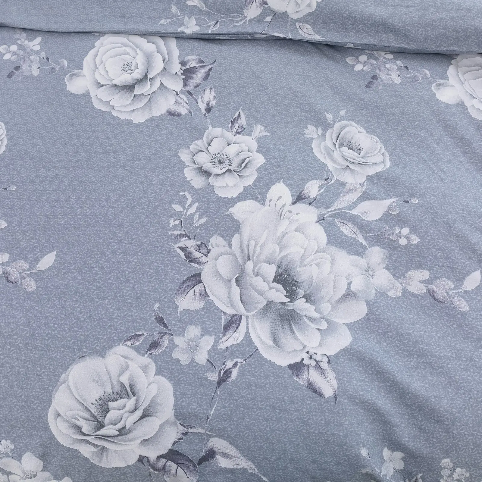 Dreamaker Blossom 100% Cotton Quilt Cover Set Silver Single Bed