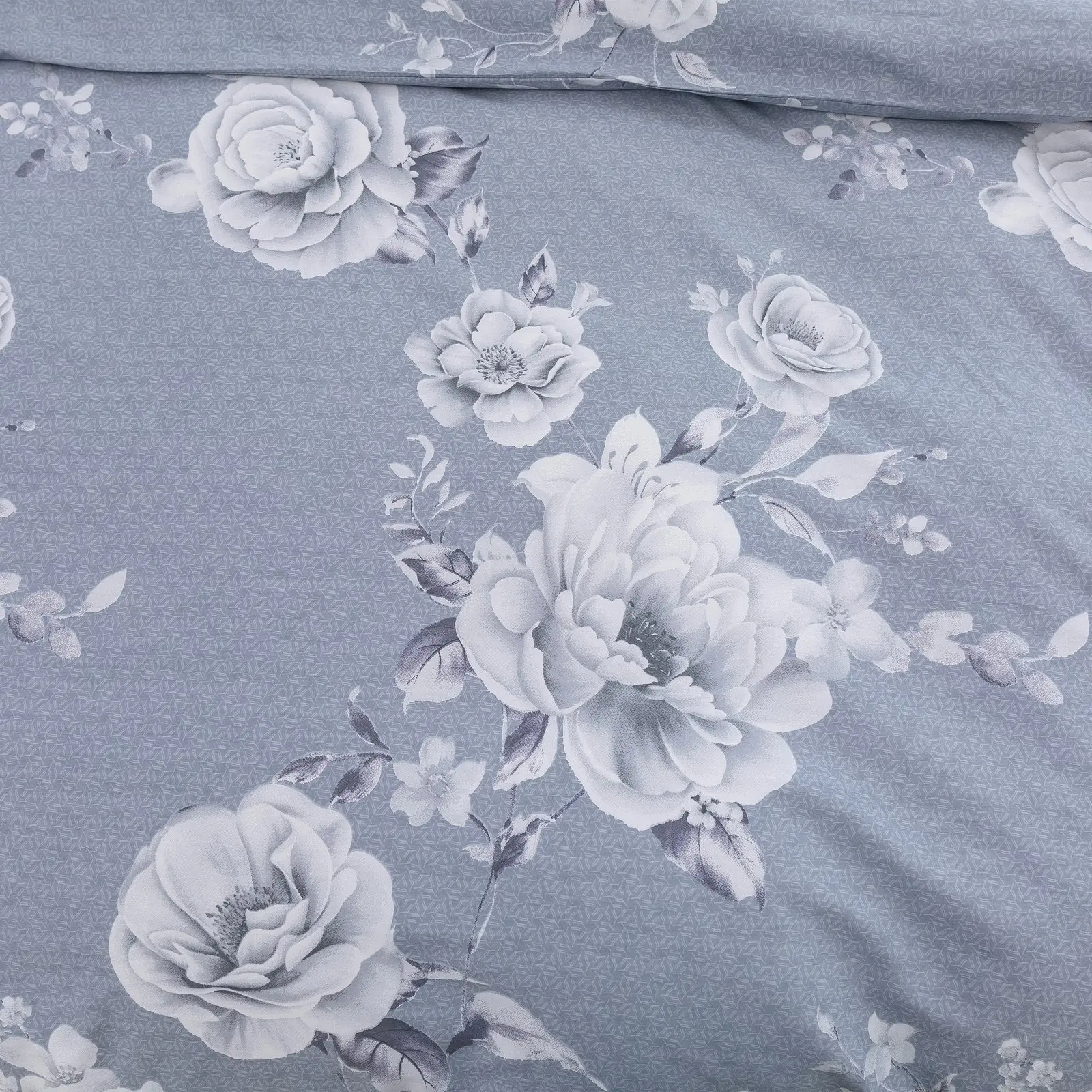 Dreamaker Blossom 100% Cotton Quilt Cover Set Silver Single Bed