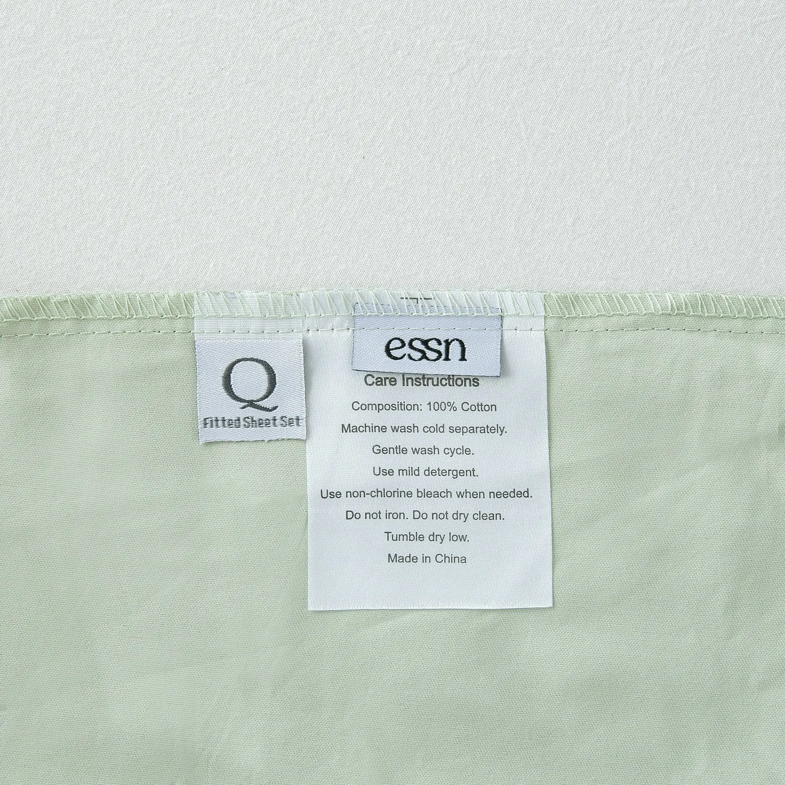 ESSN 500TC Cotton Sateen Fitted Sheet Set Sage Double Bed