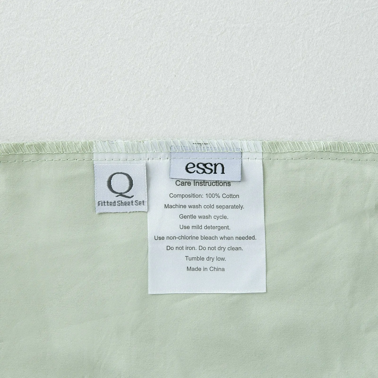 ESSN 500TC Cotton Sateen Fitted Sheet Set Sage Double Bed