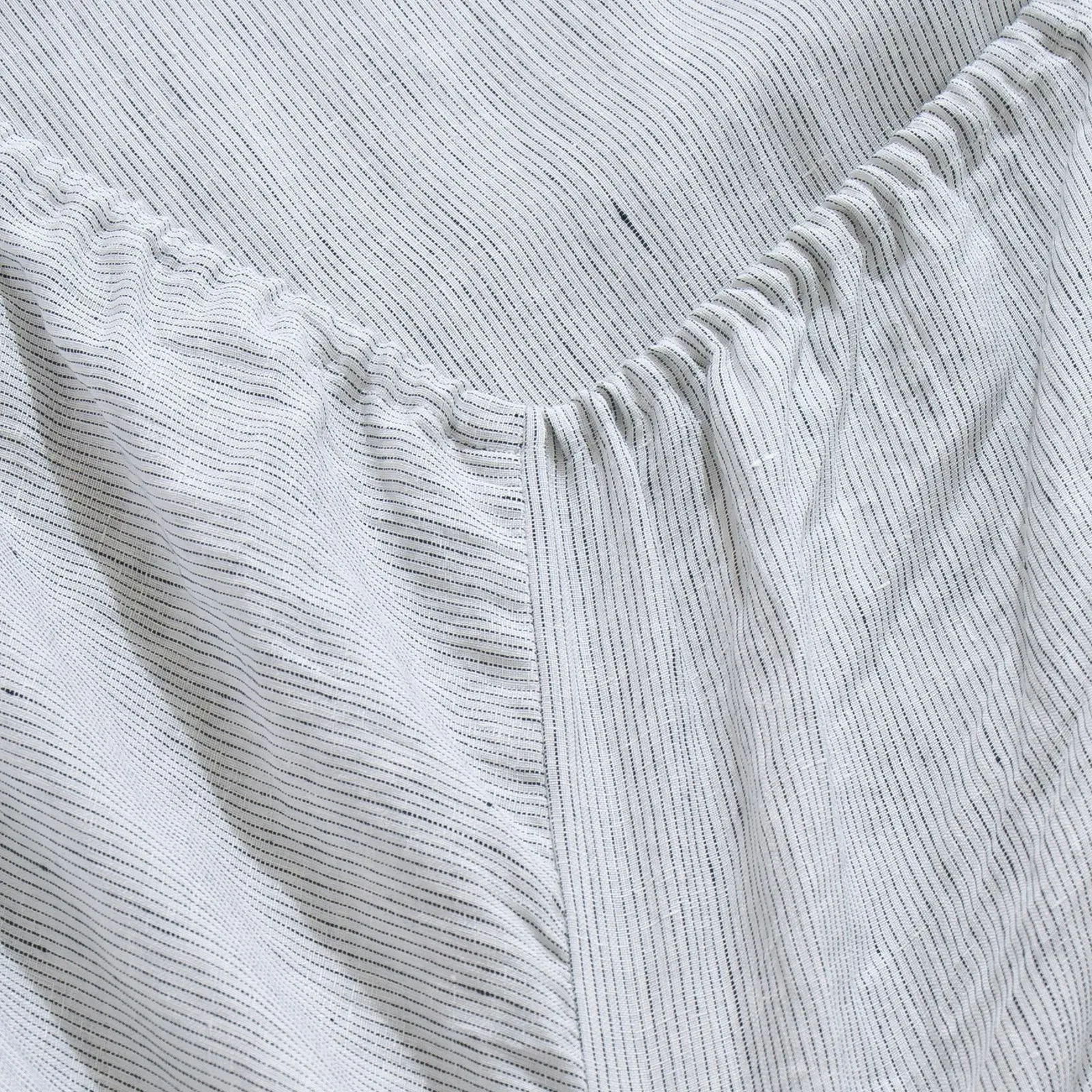 Natural Home Classic Pinstripe Linen Sheet Set White with Dark Pinstripe Double Bed