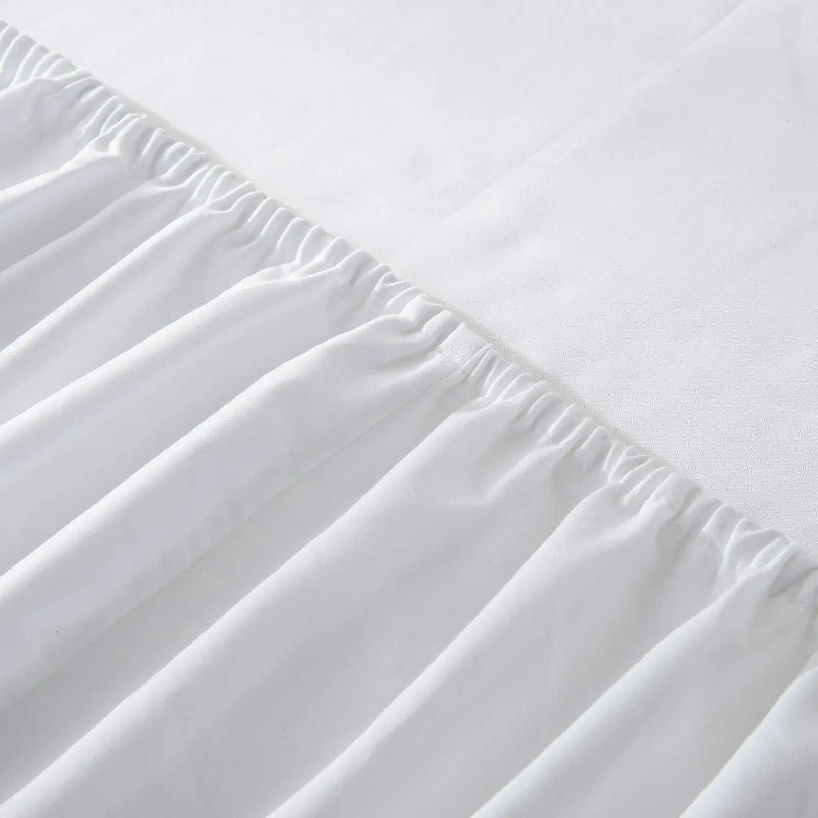 9011906 ESSN 500TC Cotton Sateen Fitted Sheet Set White Queen Bed