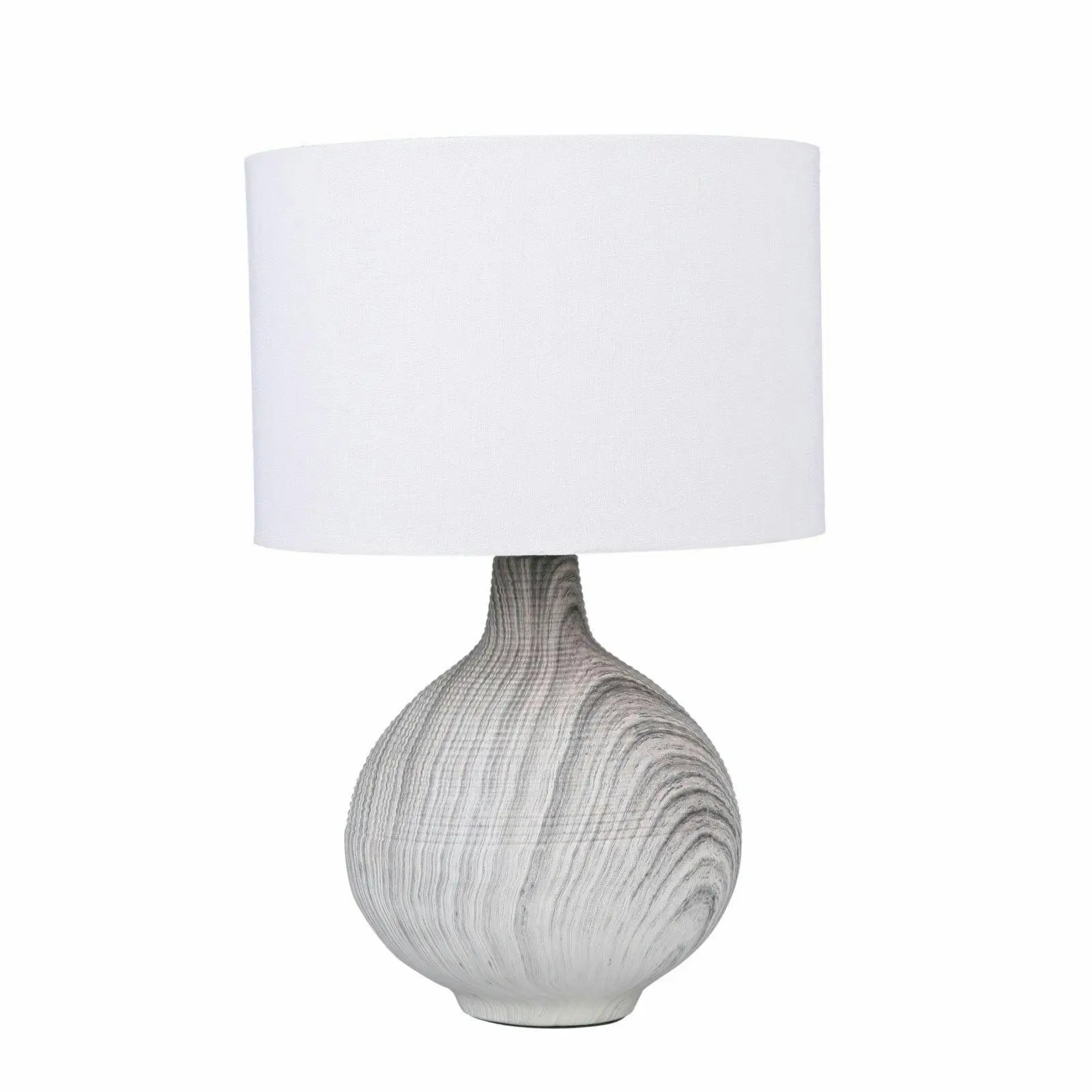 Sherwood Lighting Textured Concrete Bedside Table Lamp White Shade