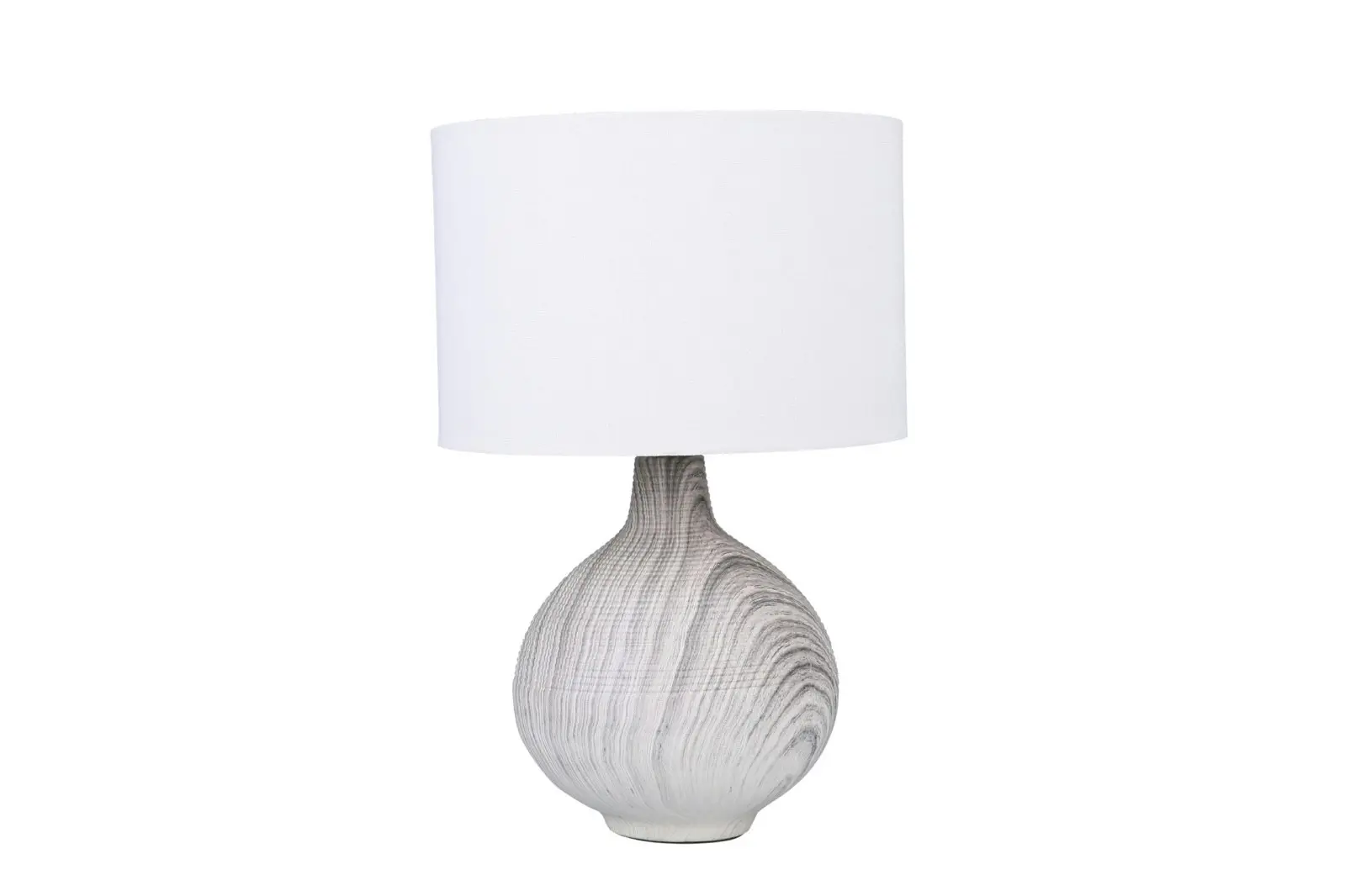 Sherwood Lighting Textured Concrete Bedside Table Lamp White Shade