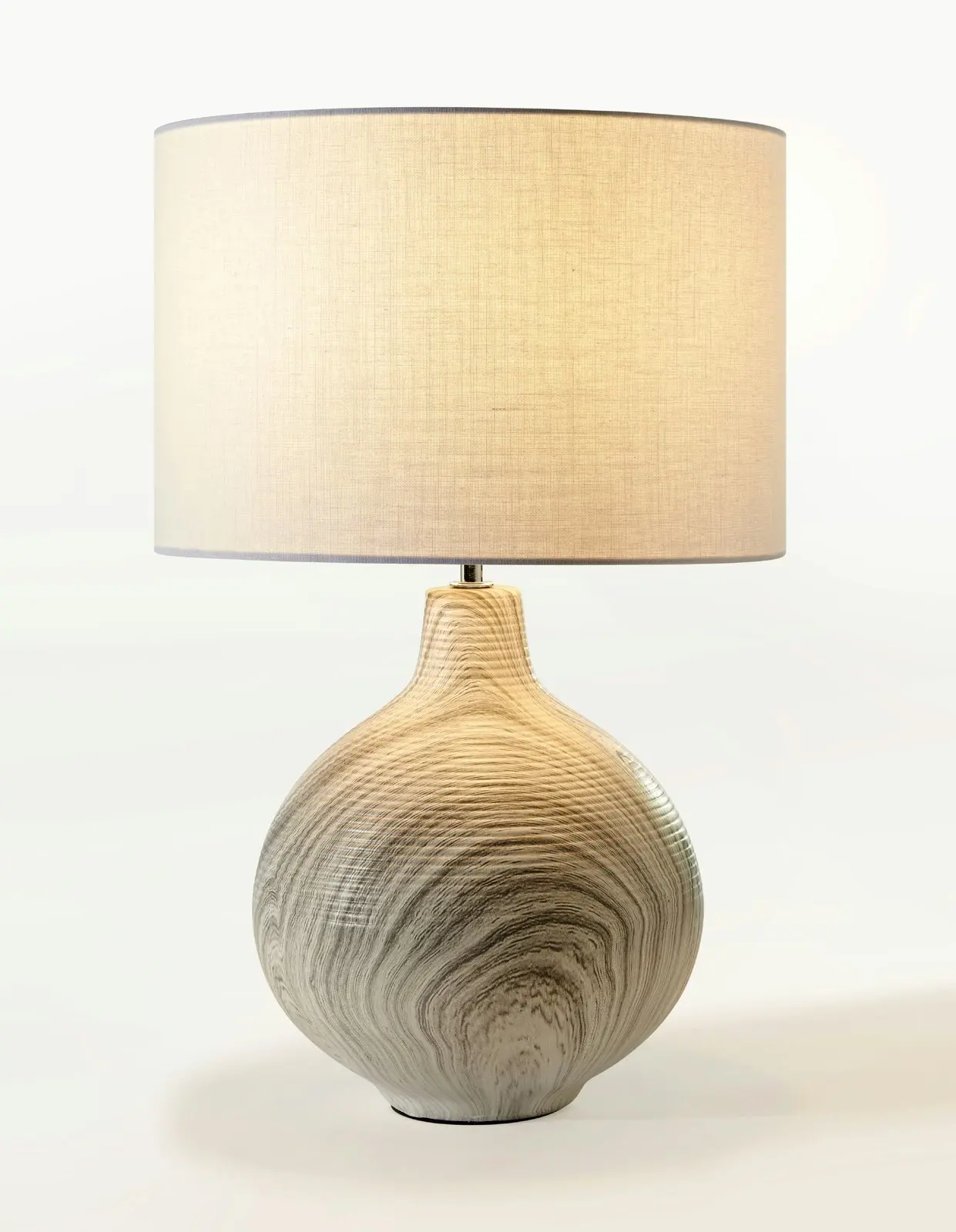 Sherwood Lighting Textured Concrete Bedside Table Lamp White Shade