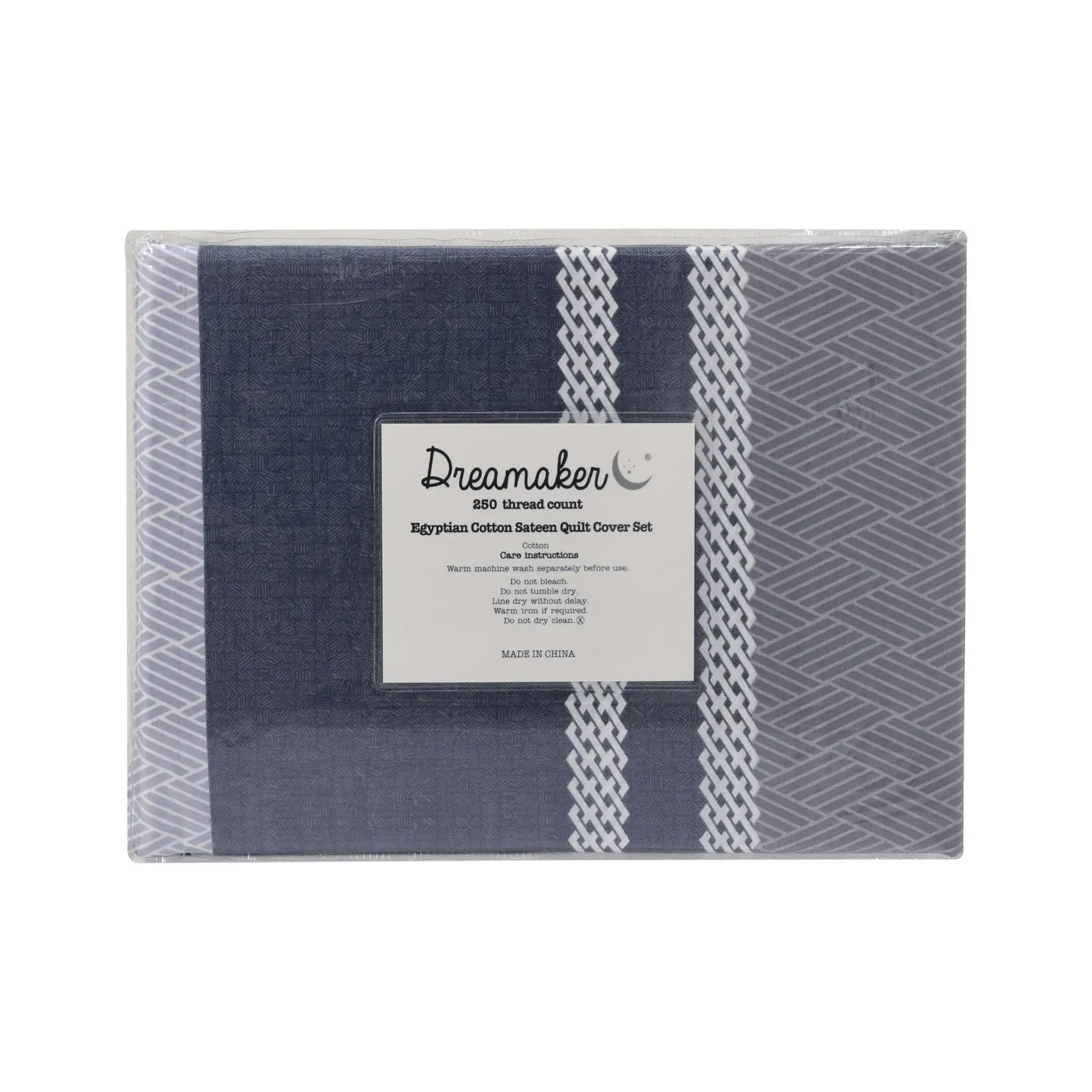 Dreamaker Portofino Stripe 100% Cotton Quilt Cover Set Blue Double Bed