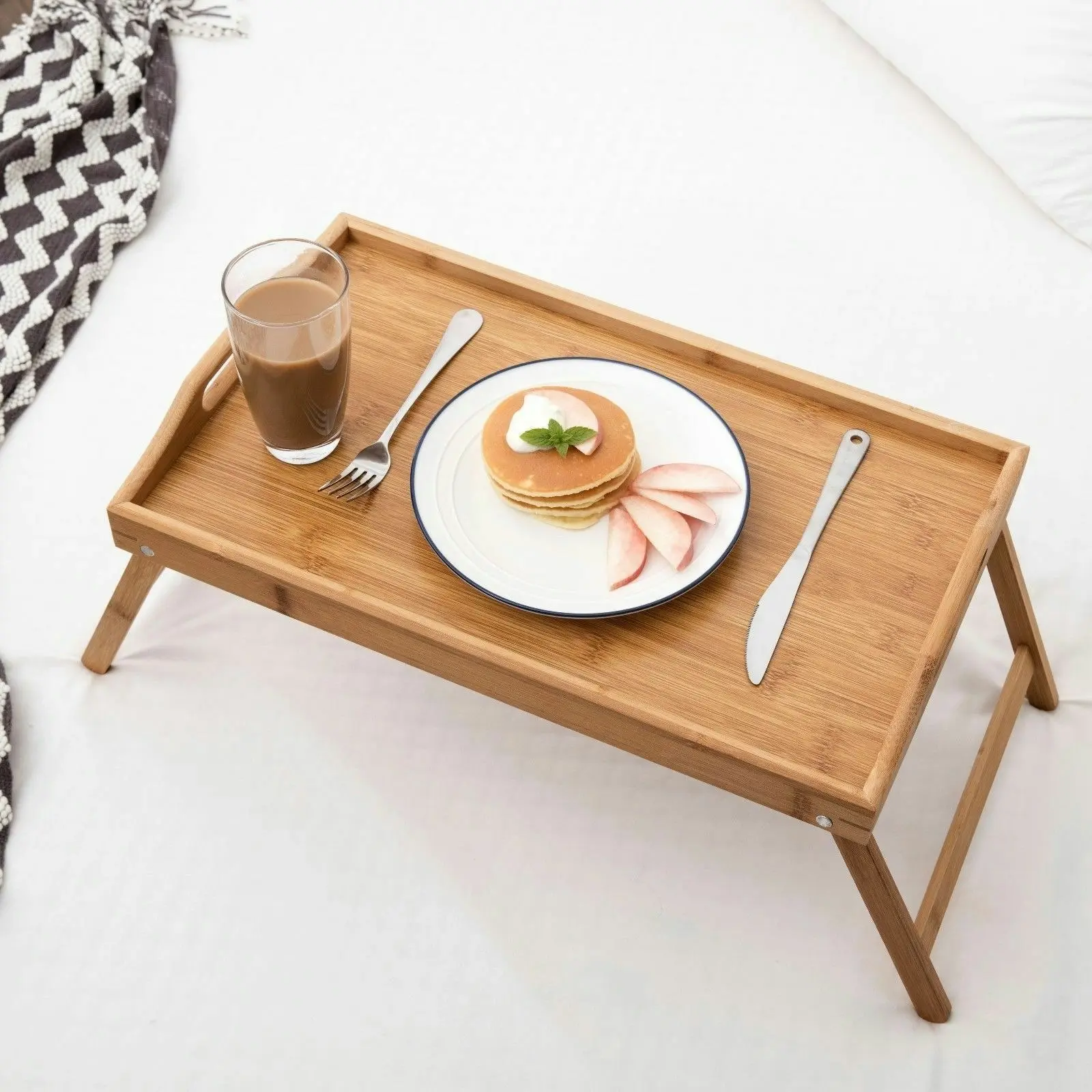 Gourmet Kitchen Bamboo Breakfast In Bed Tray Wood Brown