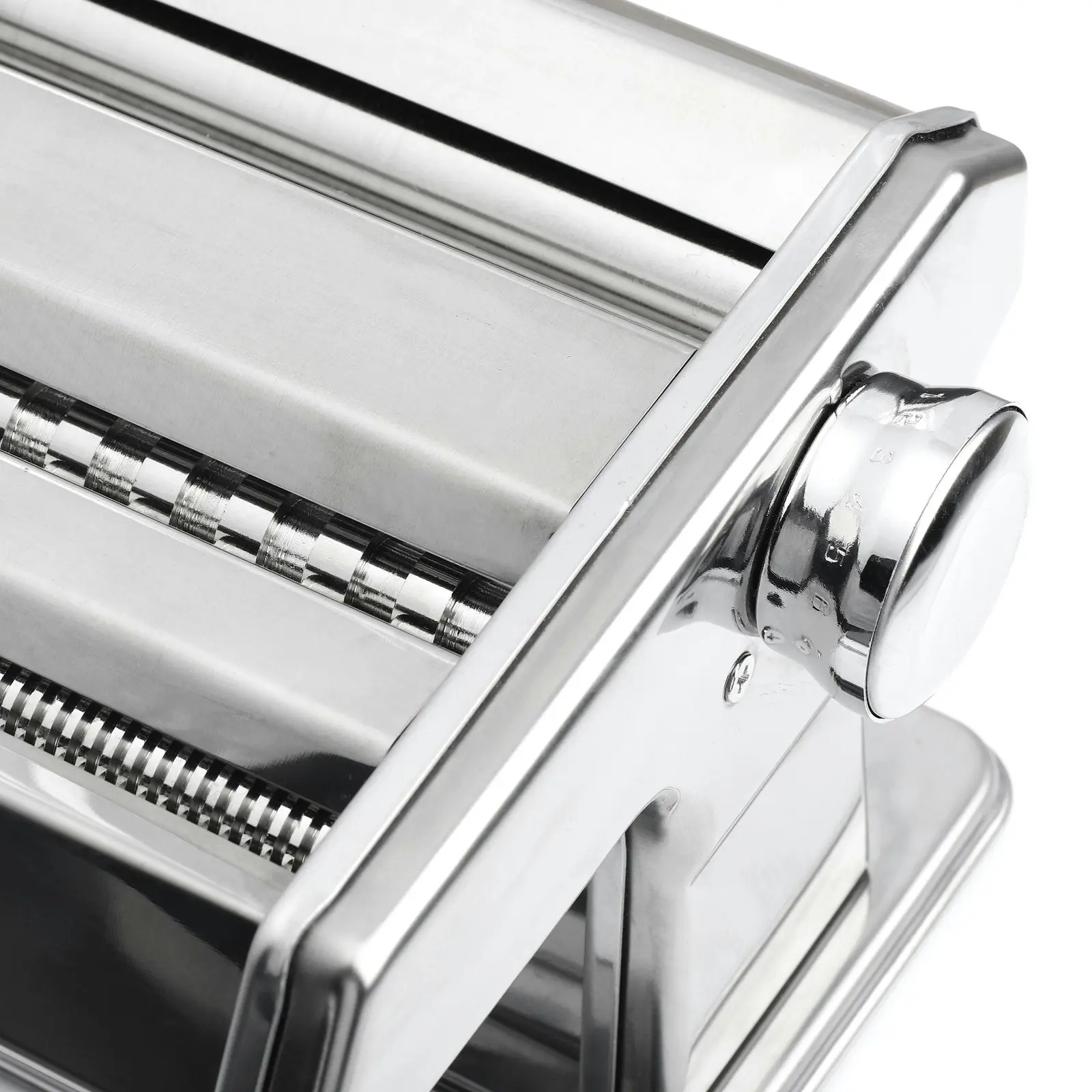 Gourmet Kitchen Chef Series Stainless Steel Pasta Maker - Italian Fettuccine and Spaghetti - Silver