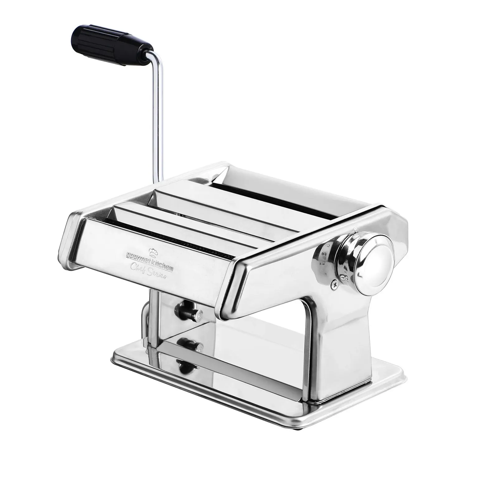 Gourmet Kitchen Chef Series Stainless Steel Pasta Maker - Italian Fettuccine and Spaghetti - Silver