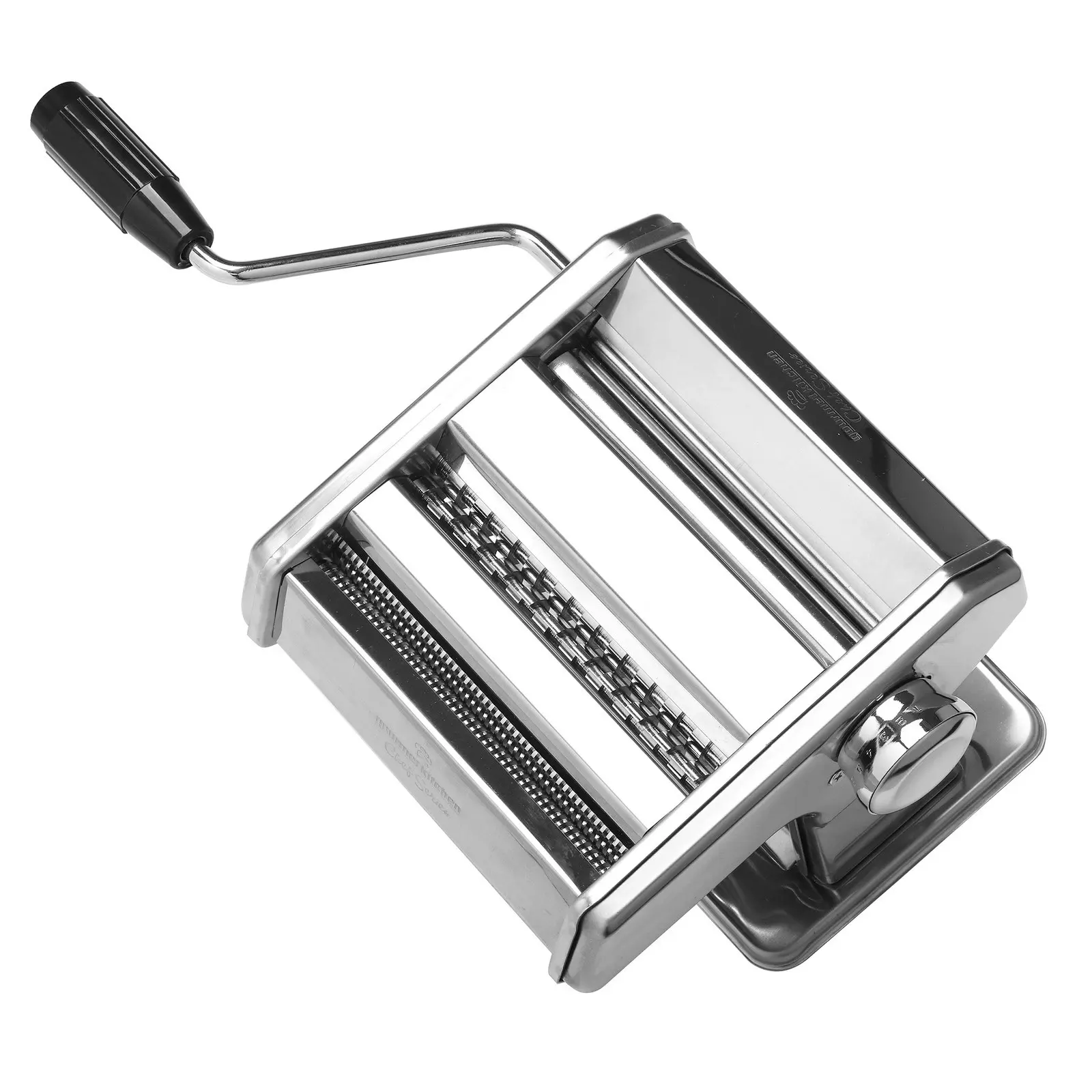 Gourmet Kitchen Chef Series Stainless Steel Pasta Maker - Italian Fettuccine and Spaghetti - Silver