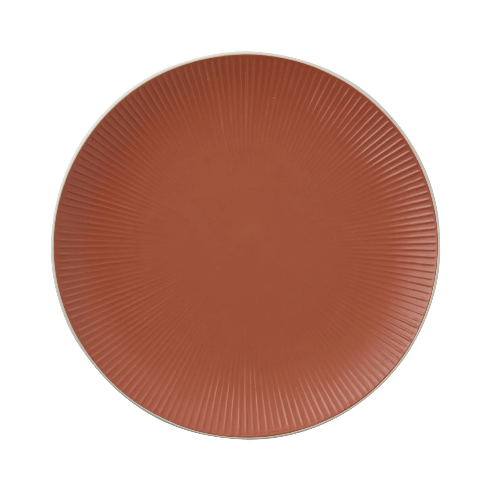 Cadence & Co. Maze 12-Piece Ribbed Dinner Set Matte Glaze Terracotta/White 4 person