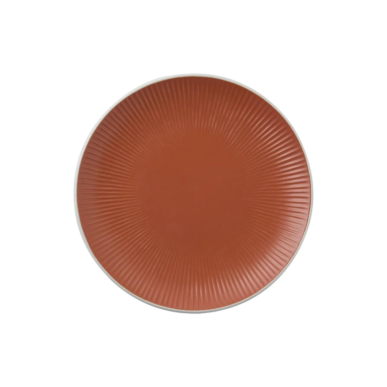 Cadence & Co. Maze 12-Piece Ribbed Dinner Set Matte Glaze Terracotta/White 4 person