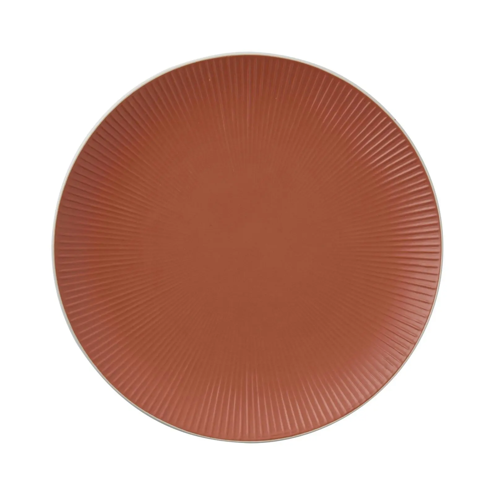 Cadence & Co. Maze 12-Piece Ribbed Dinner Set Matte Glaze Terracotta/White 4 person