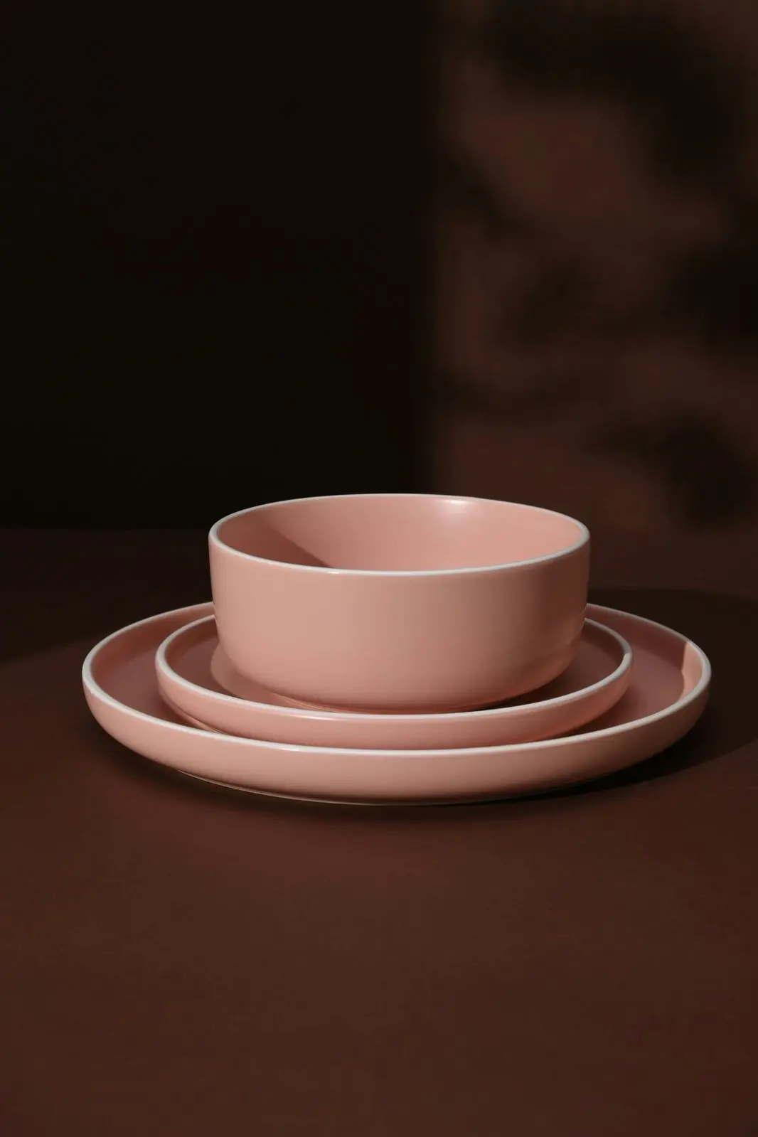 Cadence & Co. Muse 12-Piece Dinner Set Matte Glaze Pink Clay/White 4 person