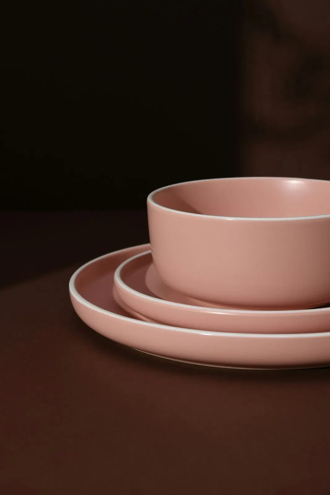 Cadence & Co. Muse 12-Piece Dinner Set Matte Glaze Pink Clay/White 4 person