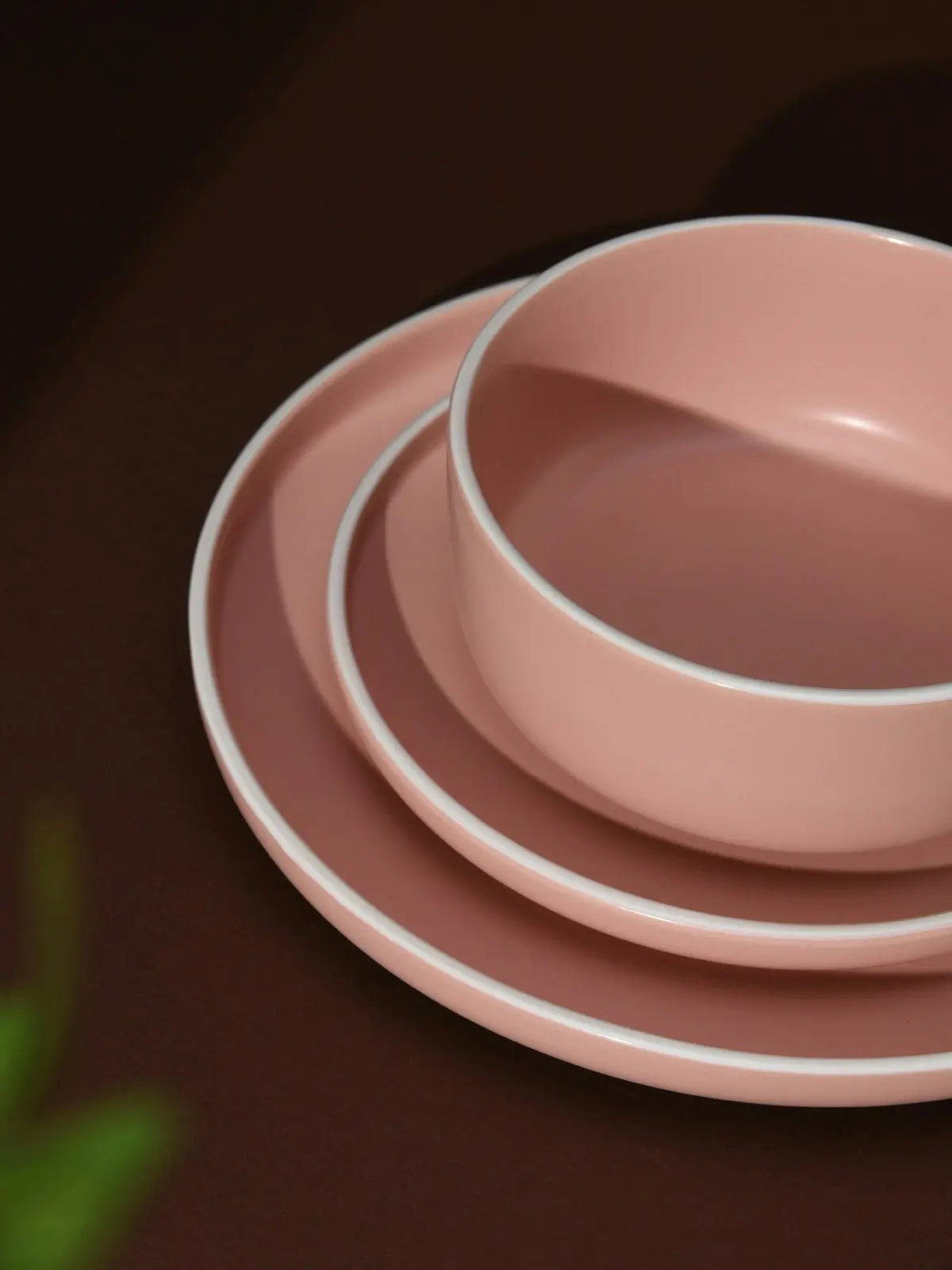 Cadence & Co. Muse 12-Piece Dinner Set Matte Glaze Pink Clay/White 4 person