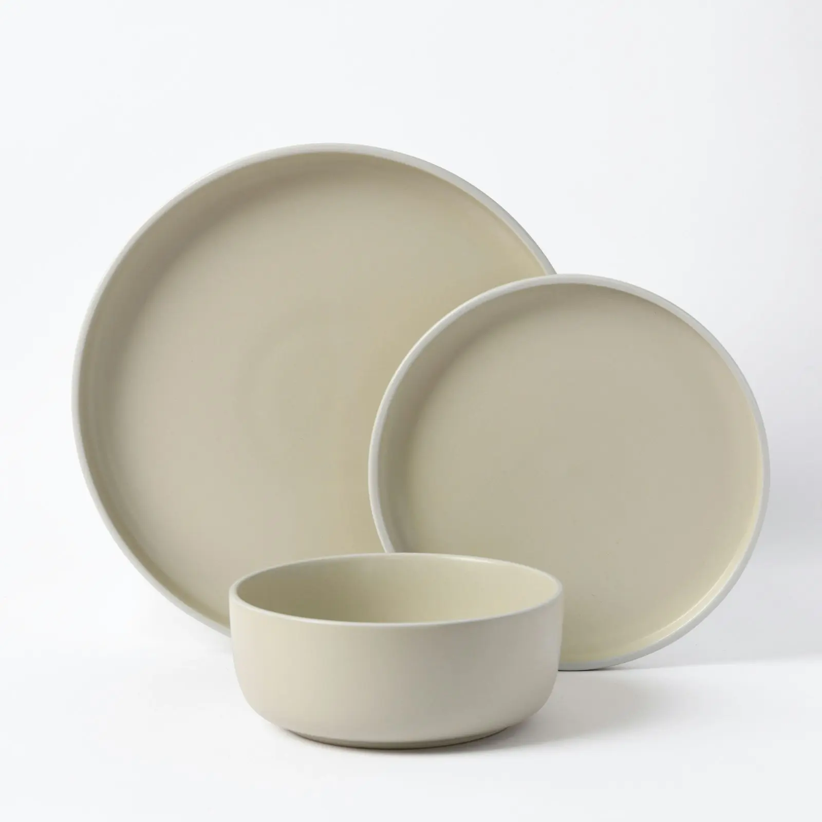 Cadence & Co. Muse 12-Piece Dinner Set Matte Glaze Sand/White 4 person