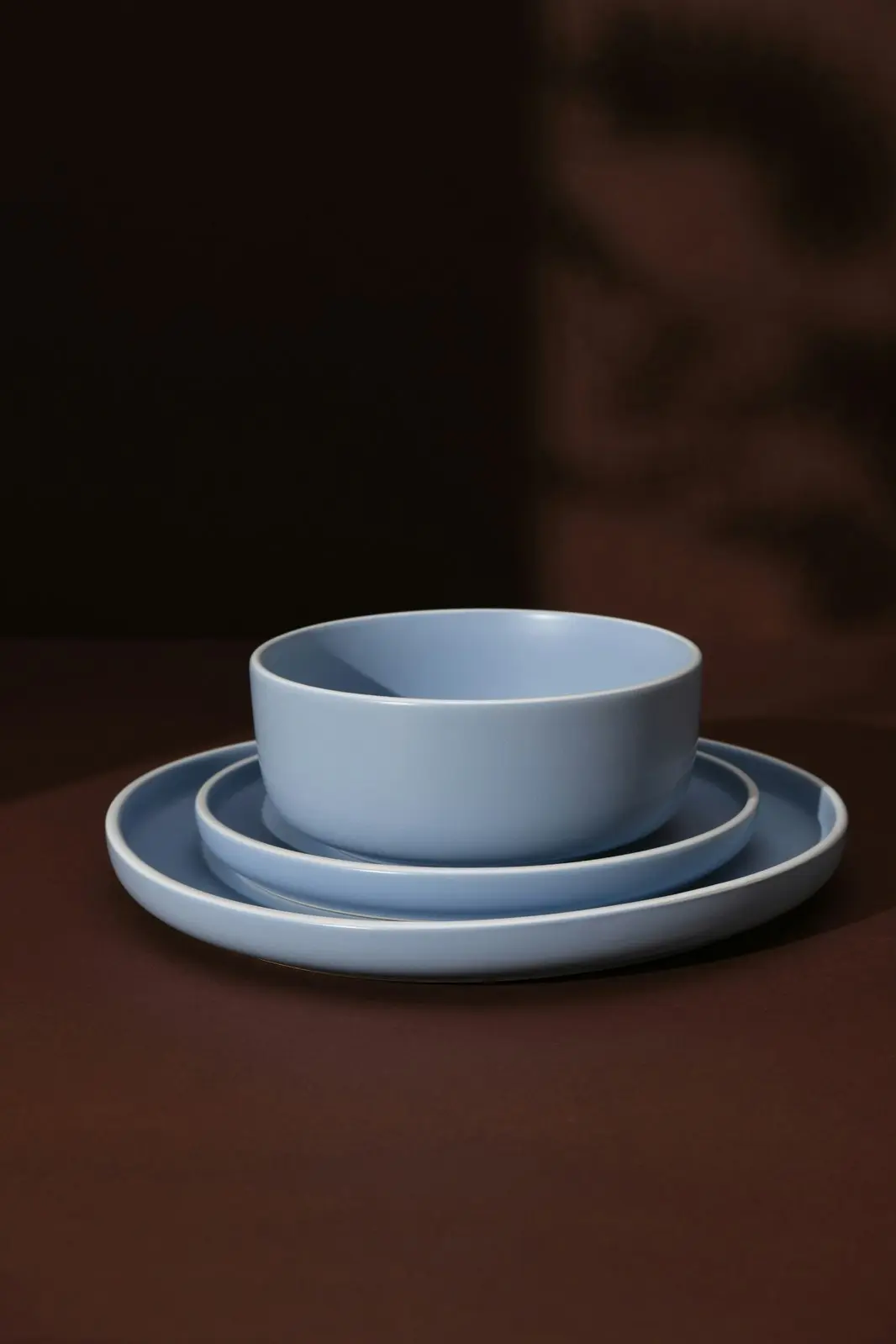 Cadence & Co. Muse 12-Piece Dinner Set Matte Glaze Sky Blue/White 4 person