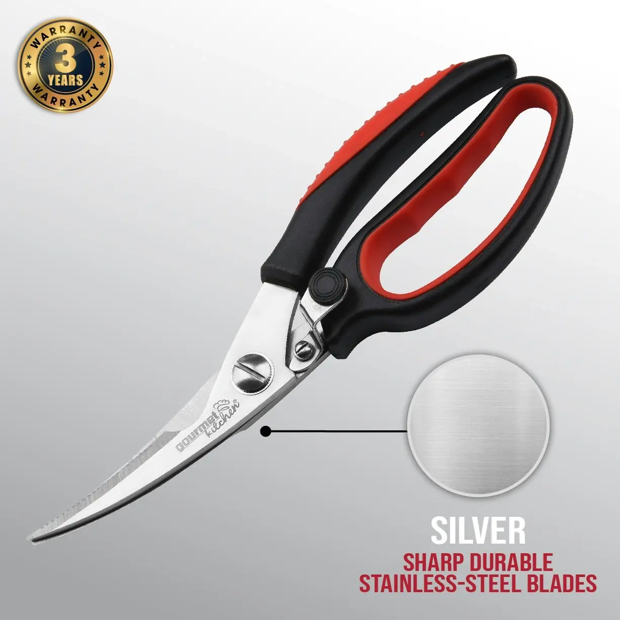 Gourmet Kitchen Multi Purpose Kitchen Scissors - Silver