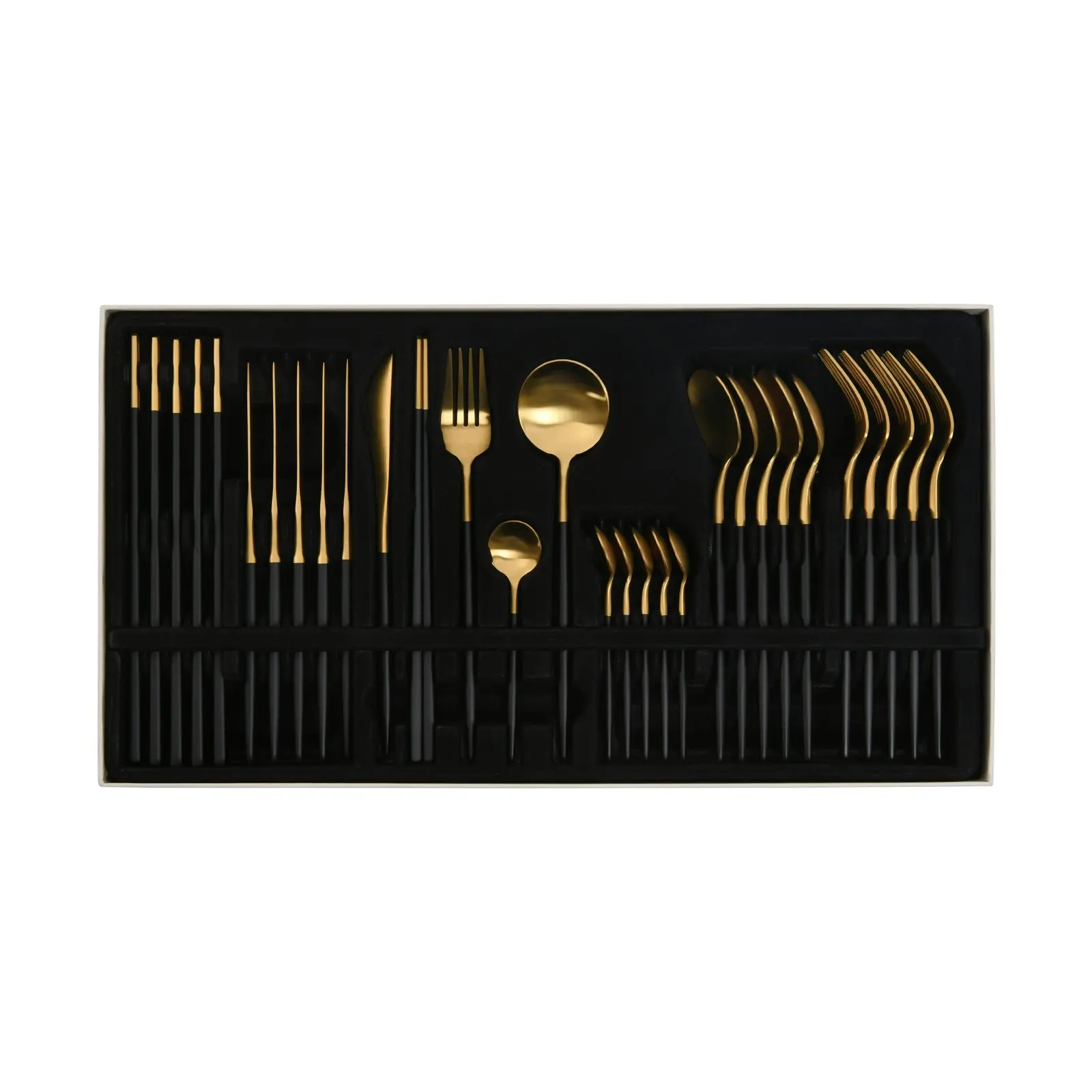 Cadence & Co. Hemingway Cutlery and Chopstick Set 30 Piece Matte Black/Gold