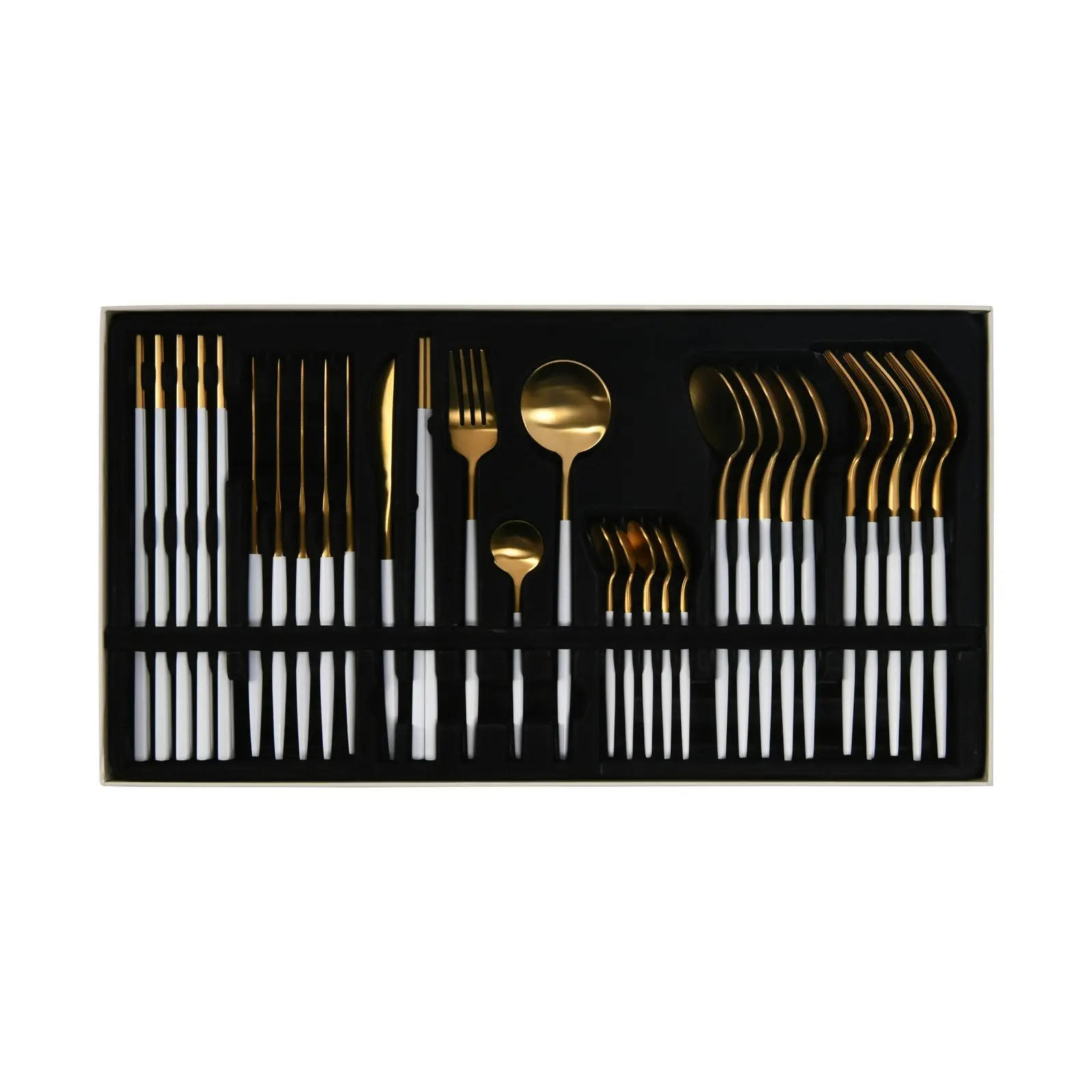 Cadence & Co Hemingway Cutlery and Chopstick Set 30 Piece Matte White/Gold