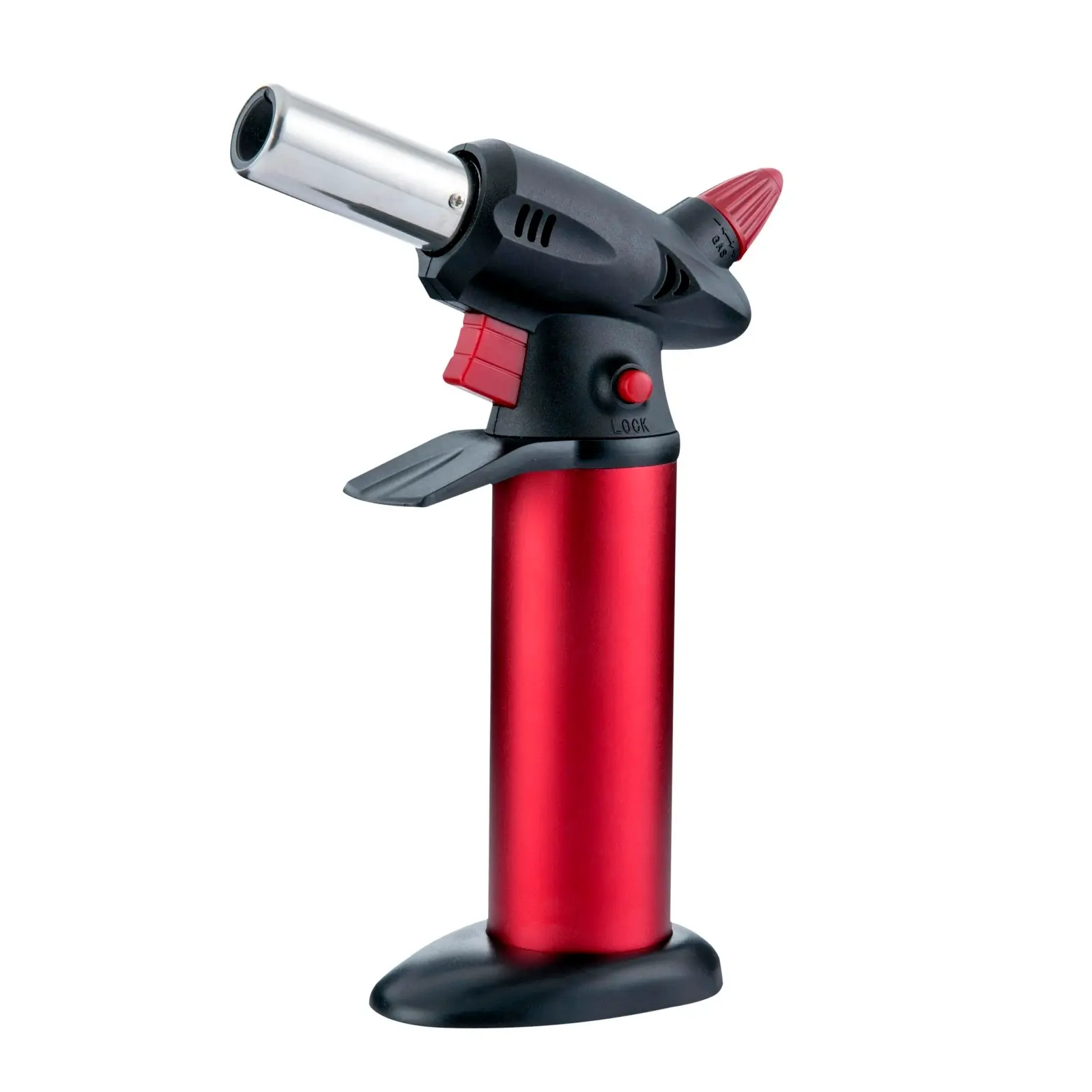 Gourmet Kitchen Refillable Butane Kitchen Blow Torch Red and Black