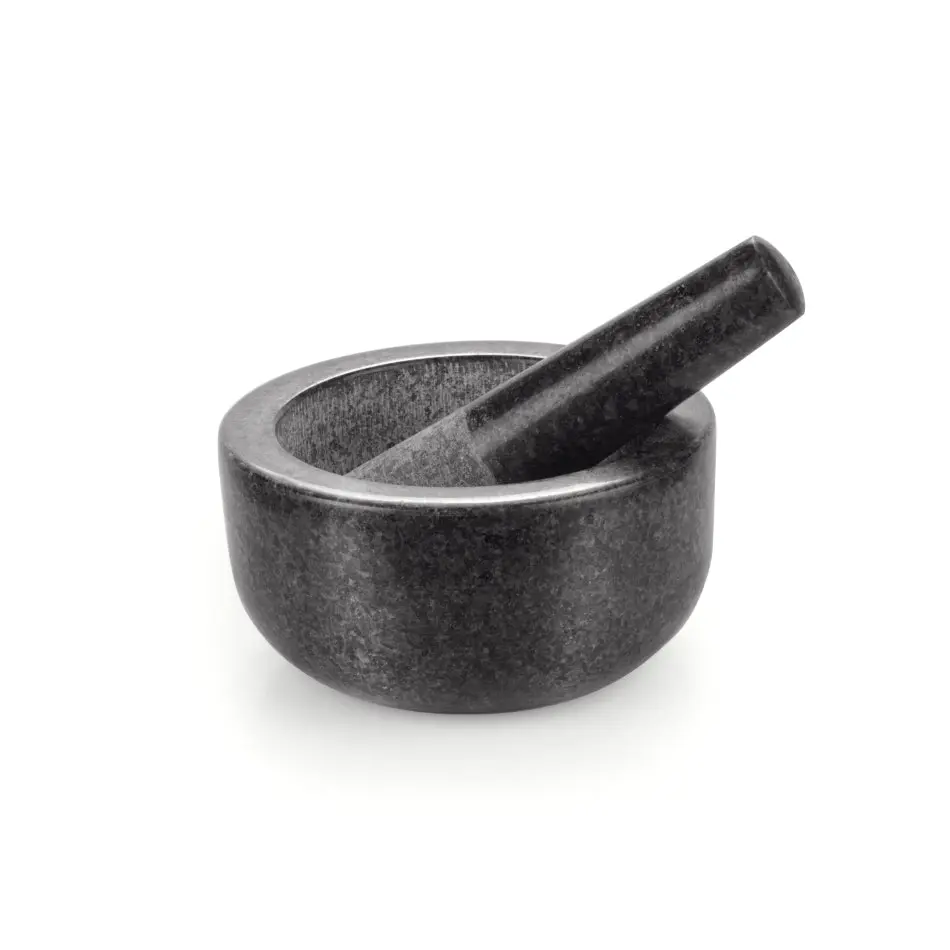 Gourmet Kitchen Granite Mortar And Pestle Dark Granite 16cm