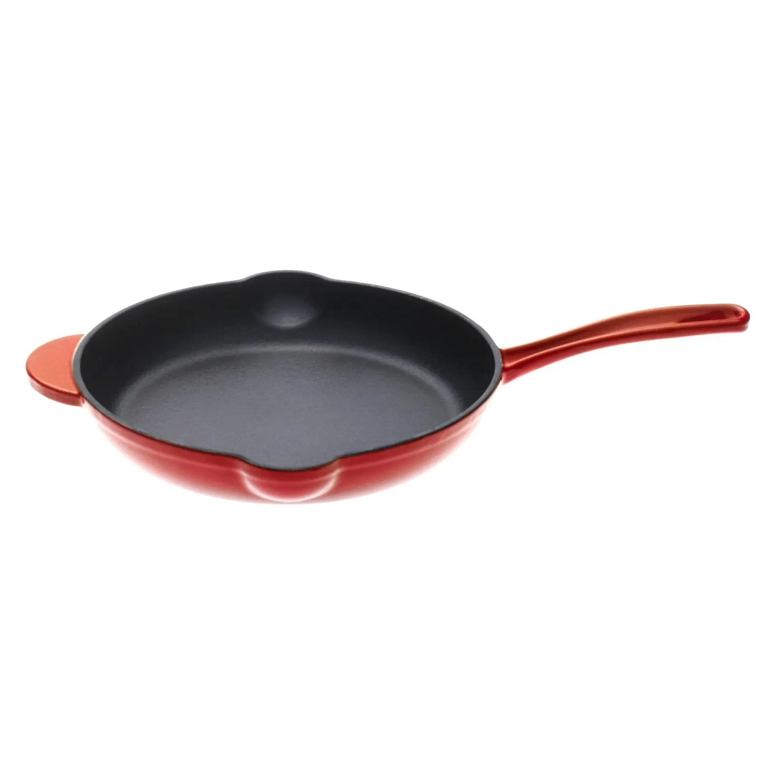 Gourmet Kitchen Cast Iron Fry Pan 26cm Black Cherry Red