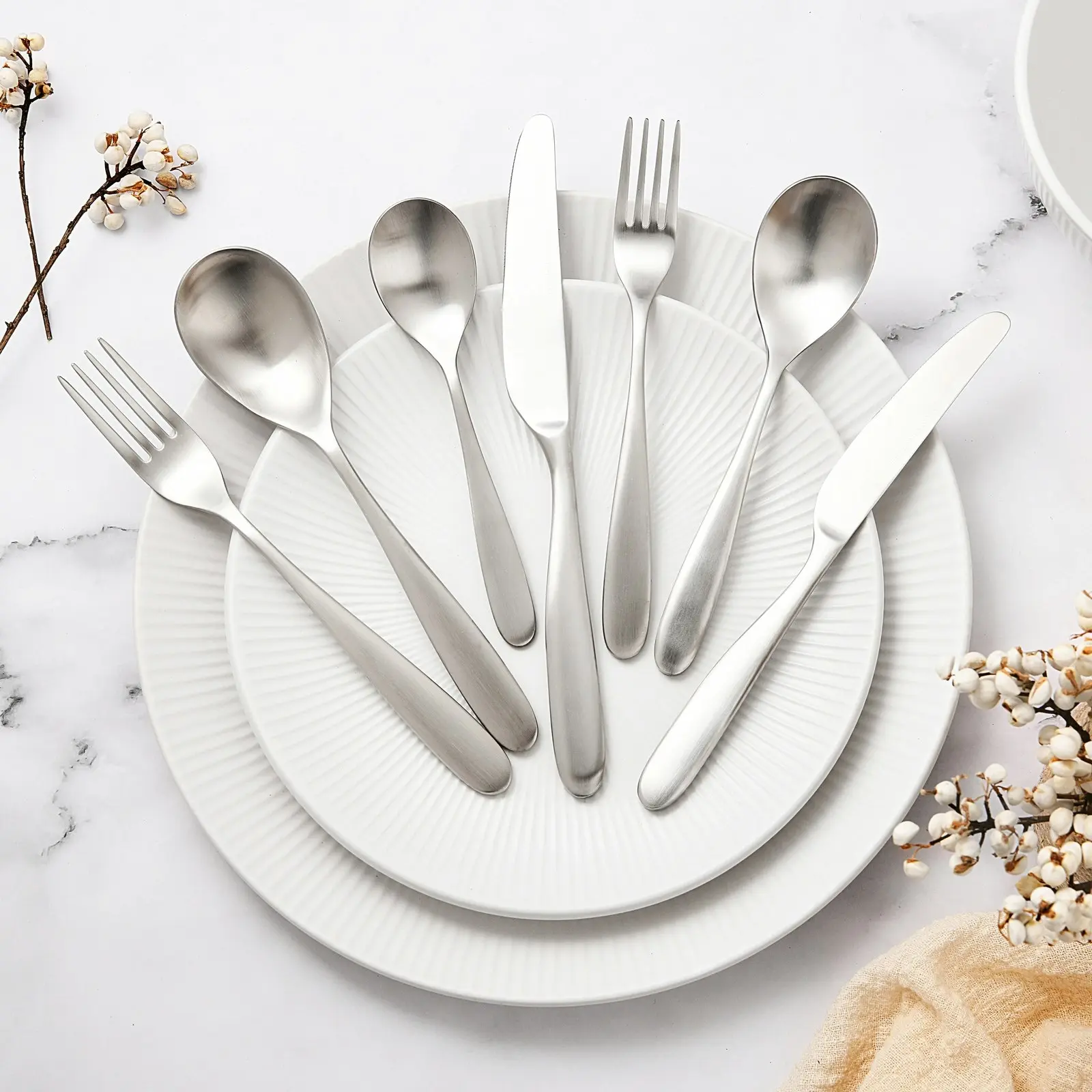 Sherwood Nouveau 42 Piece Cutlery Set Matte Silver