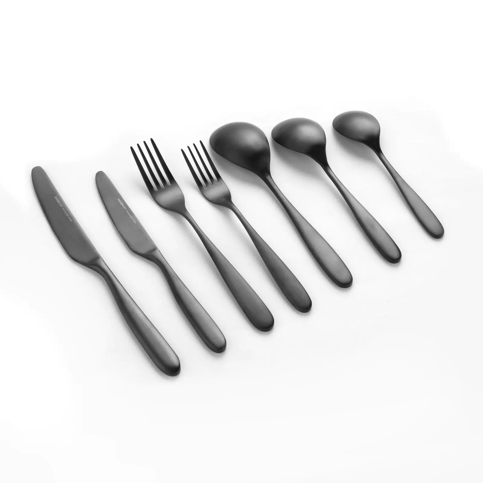 Sherwood Nouveau 42 Piece Cutlery Set Matte Black